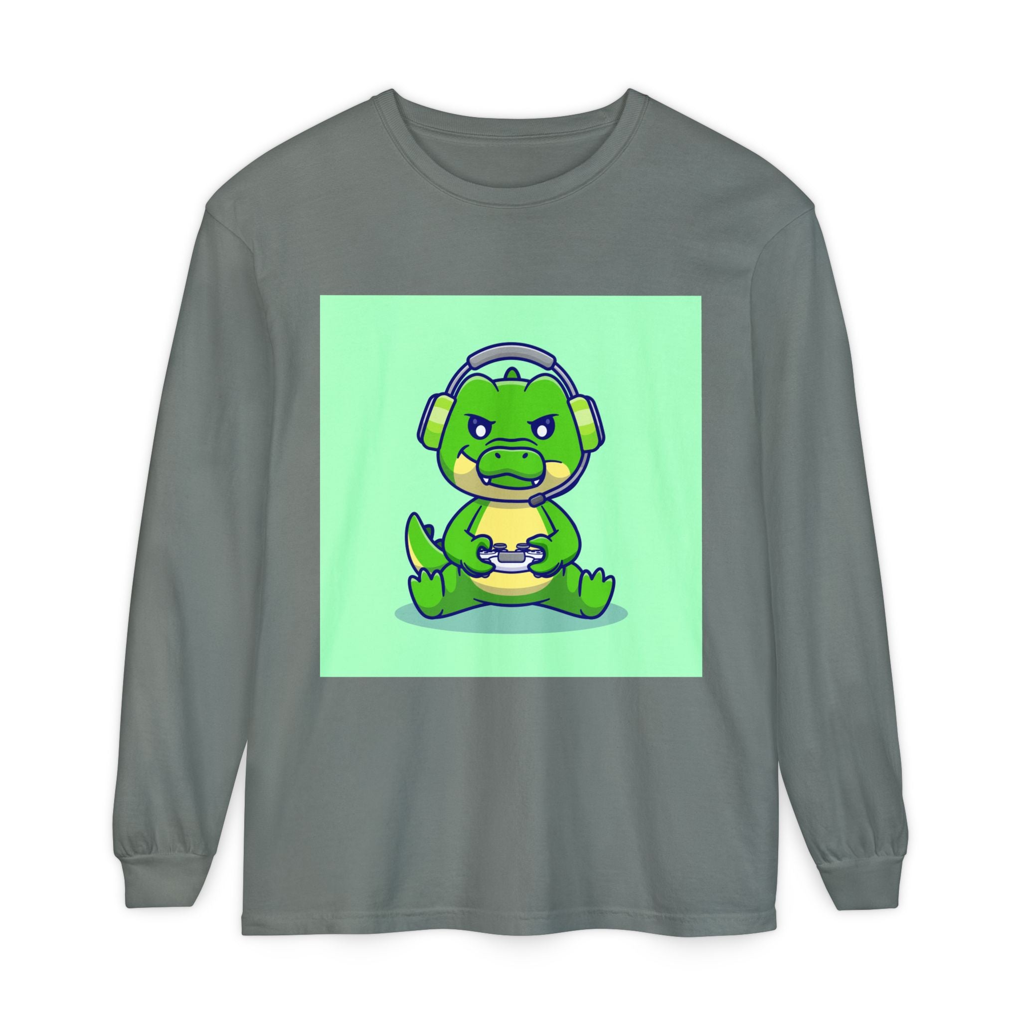 Gamersaurus Unisex Long Sleeve Tee | Perfect Gift for Gamers & Kids | Cool Dinosaur Graphic Tee for Birthdays, Holidays, or Family Fun