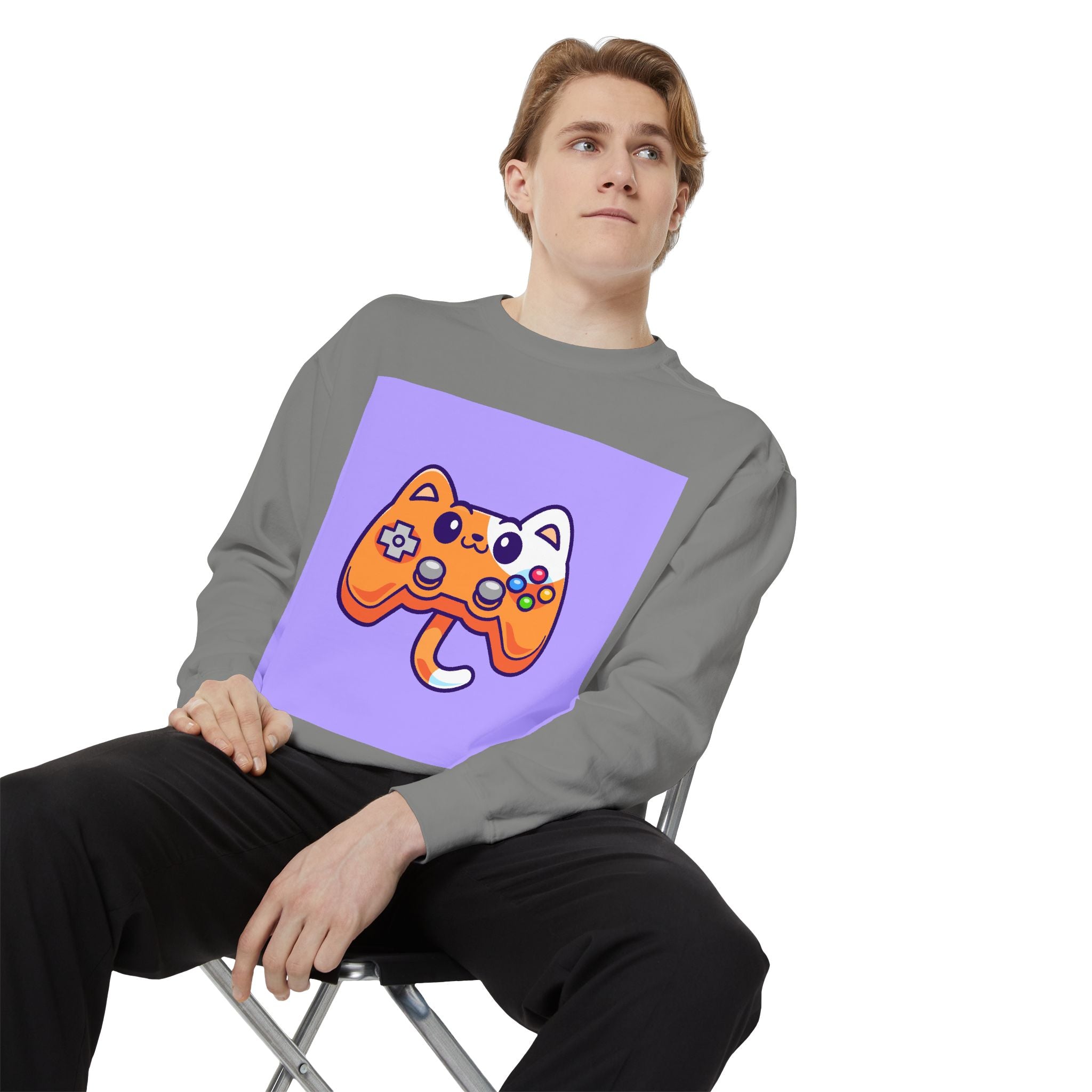 Custom Cat Controller Sweatshirt, Gamer Gift, Unisex Pullover, Cozy Casual Top, Video Game Apparel, Birthday, Gift for Him/Her