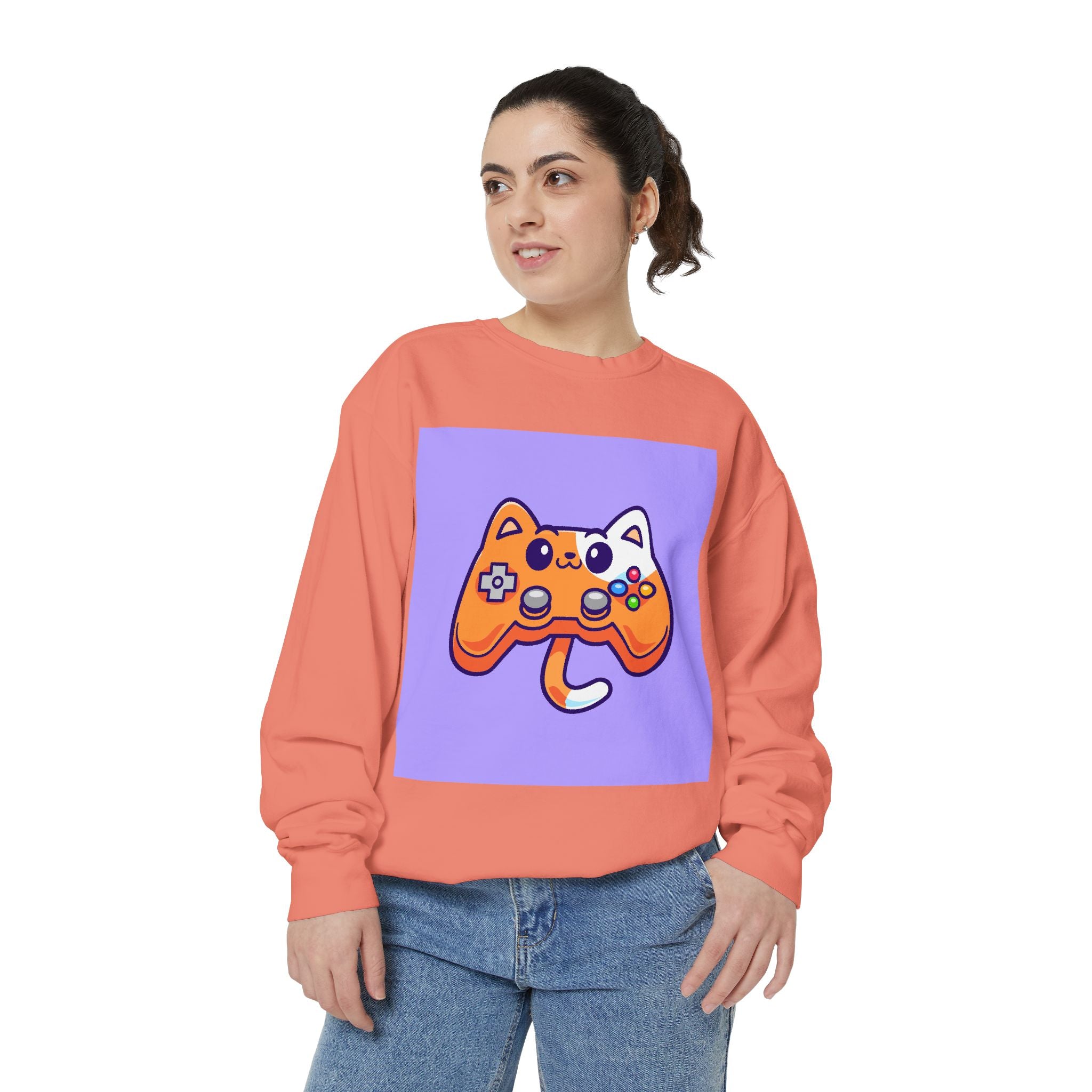 Custom Cat Controller Sweatshirt, Gamer Gift, Unisex Pullover, Cozy Casual Top, Video Game Apparel, Birthday, Gift for Him/Her