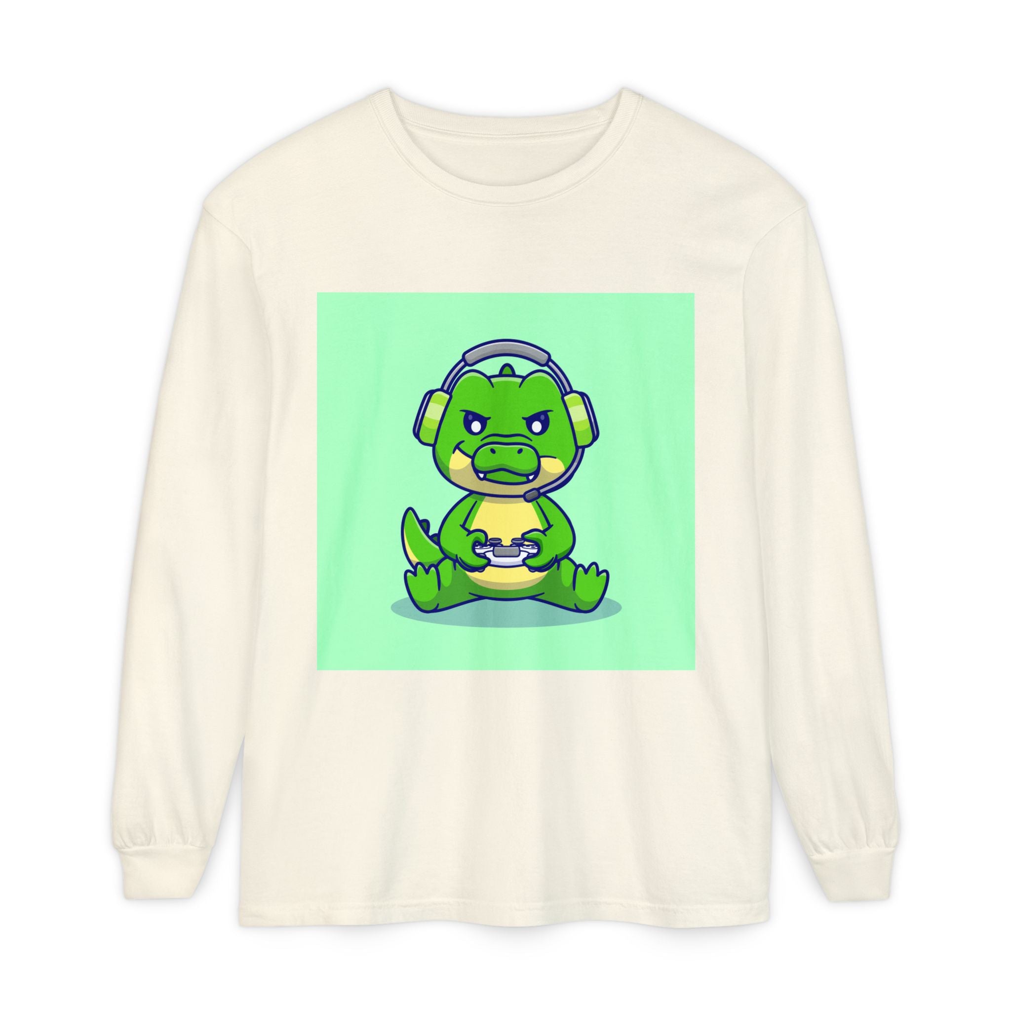 Gamersaurus Unisex Long Sleeve Tee | Perfect Gift for Gamers & Kids | Cool Dinosaur Graphic Tee for Birthdays, Holidays, or Family Fun