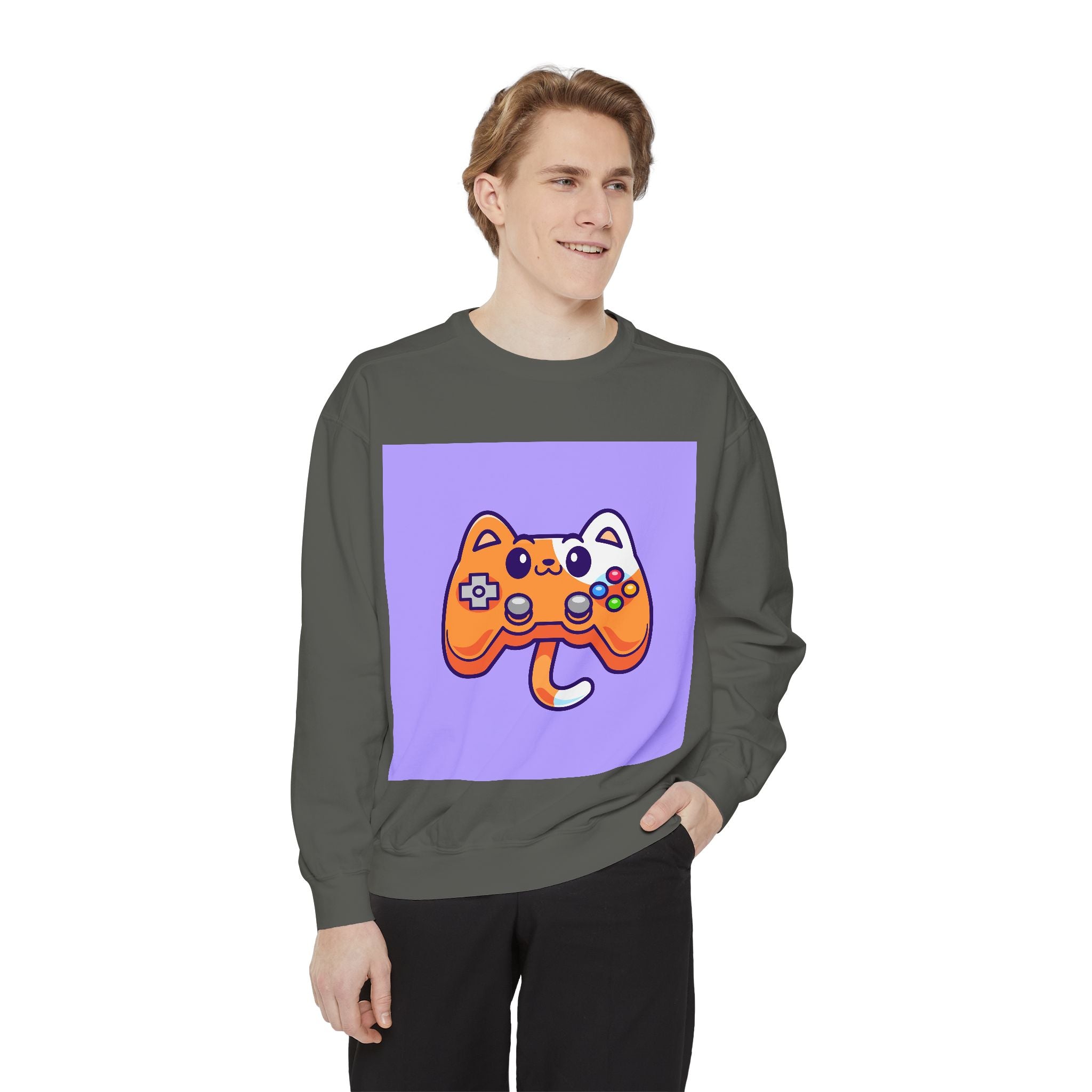 Custom Cat Controller Sweatshirt, Gamer Gift, Unisex Pullover, Cozy Casual Top, Video Game Apparel, Birthday, Gift for Him/Her