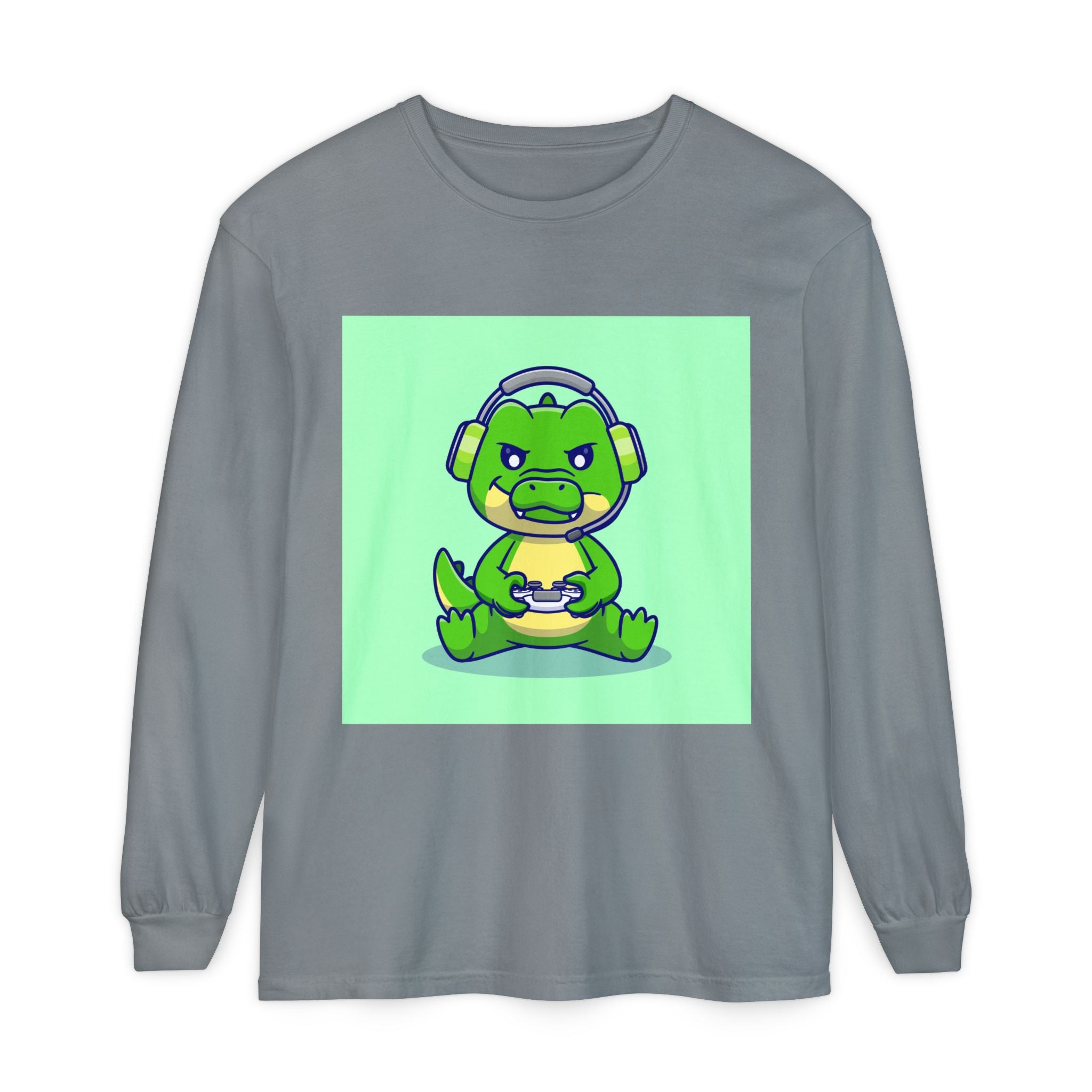 Gamersaurus Unisex Long Sleeve Tee | Perfect Gift for Gamers & Kids | Cool Dinosaur Graphic Tee for Birthdays, Holidays, or Family Fun