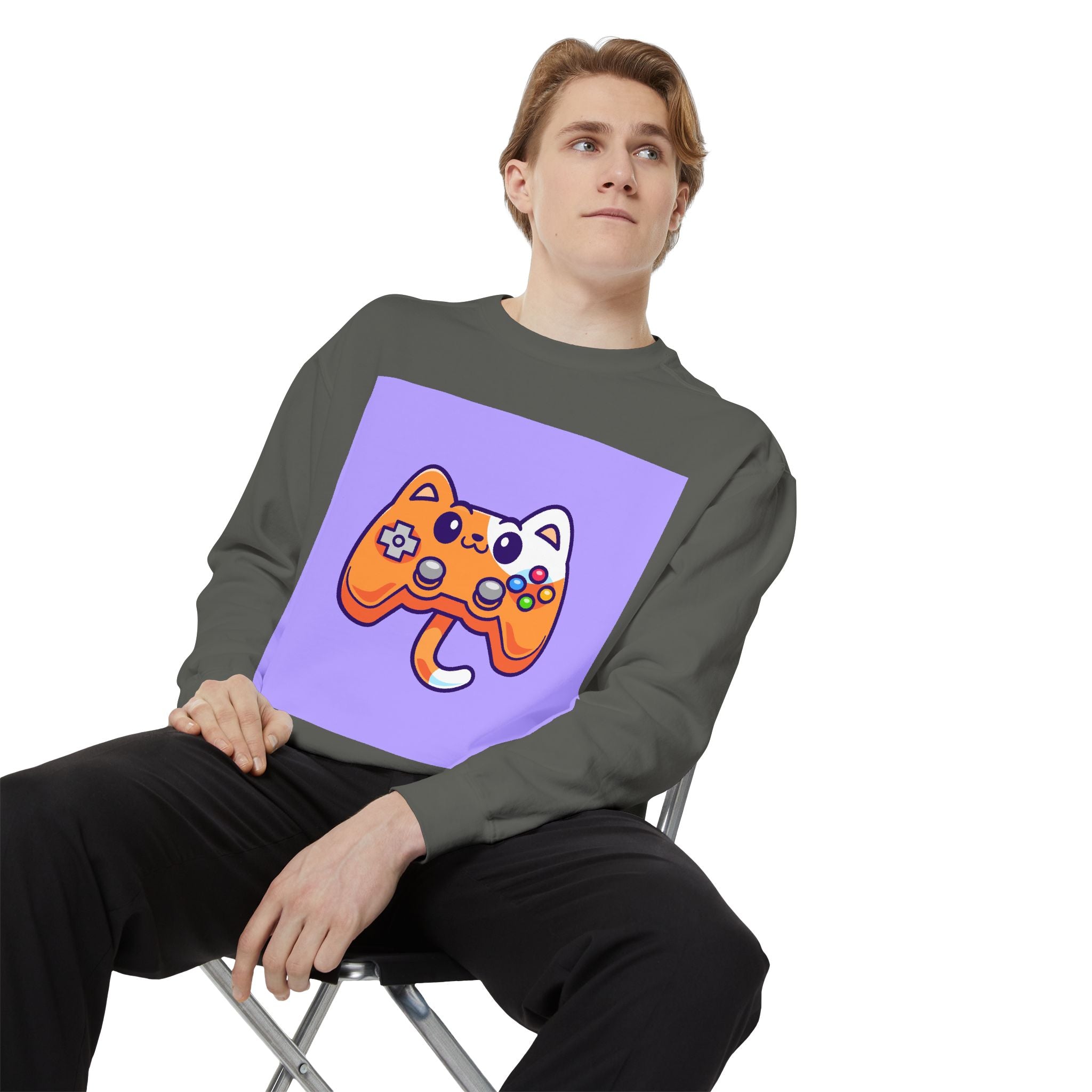 Custom Cat Controller Sweatshirt, Gamer Gift, Unisex Pullover, Cozy Casual Top, Video Game Apparel, Birthday, Gift for Him/Her