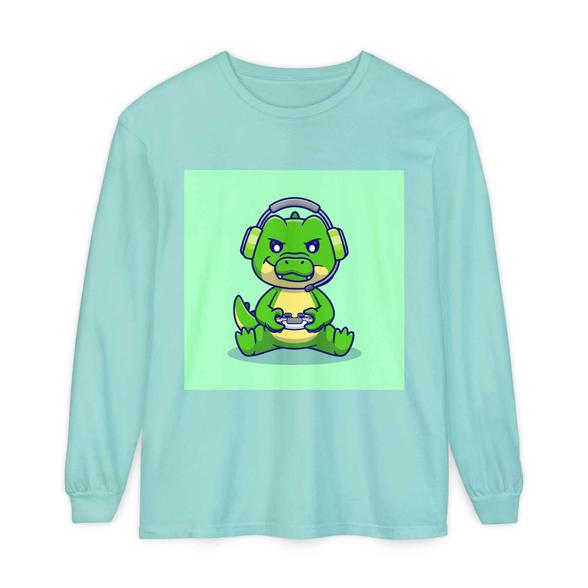 Gamersaurus Unisex Long Sleeve Tee | Perfect Gift for Gamers & Kids | Cool Dinosaur Graphic Tee for Birthdays, Holidays, or Family Fun