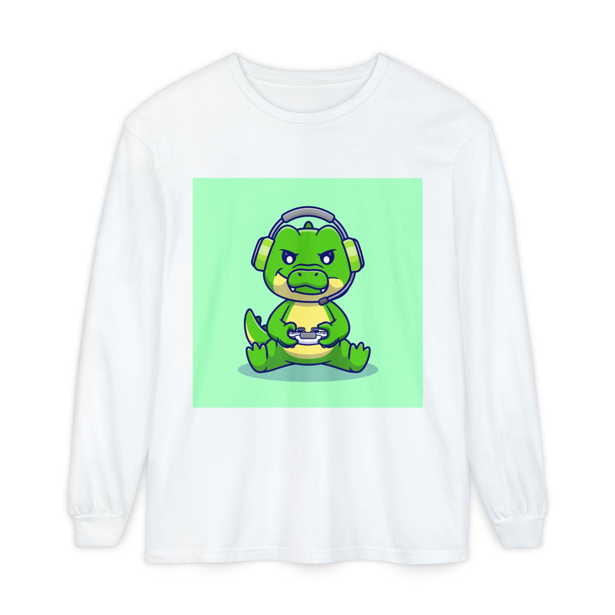 Gamersaurus Unisex Long Sleeve Tee | Perfect Gift for Gamers & Kids | Cool Dinosaur Graphic Tee for Birthdays, Holidays, or Family Fun
