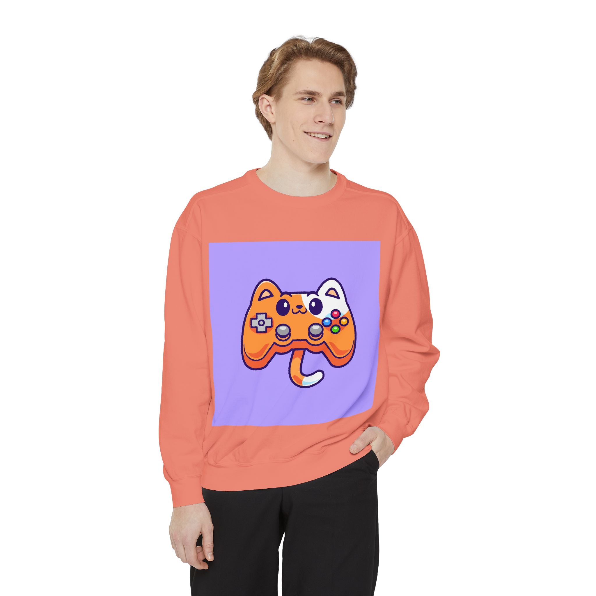 Custom Cat Controller Sweatshirt, Gamer Gift, Unisex Pullover, Cozy Casual Top, Video Game Apparel, Birthday, Gift for Him/Her