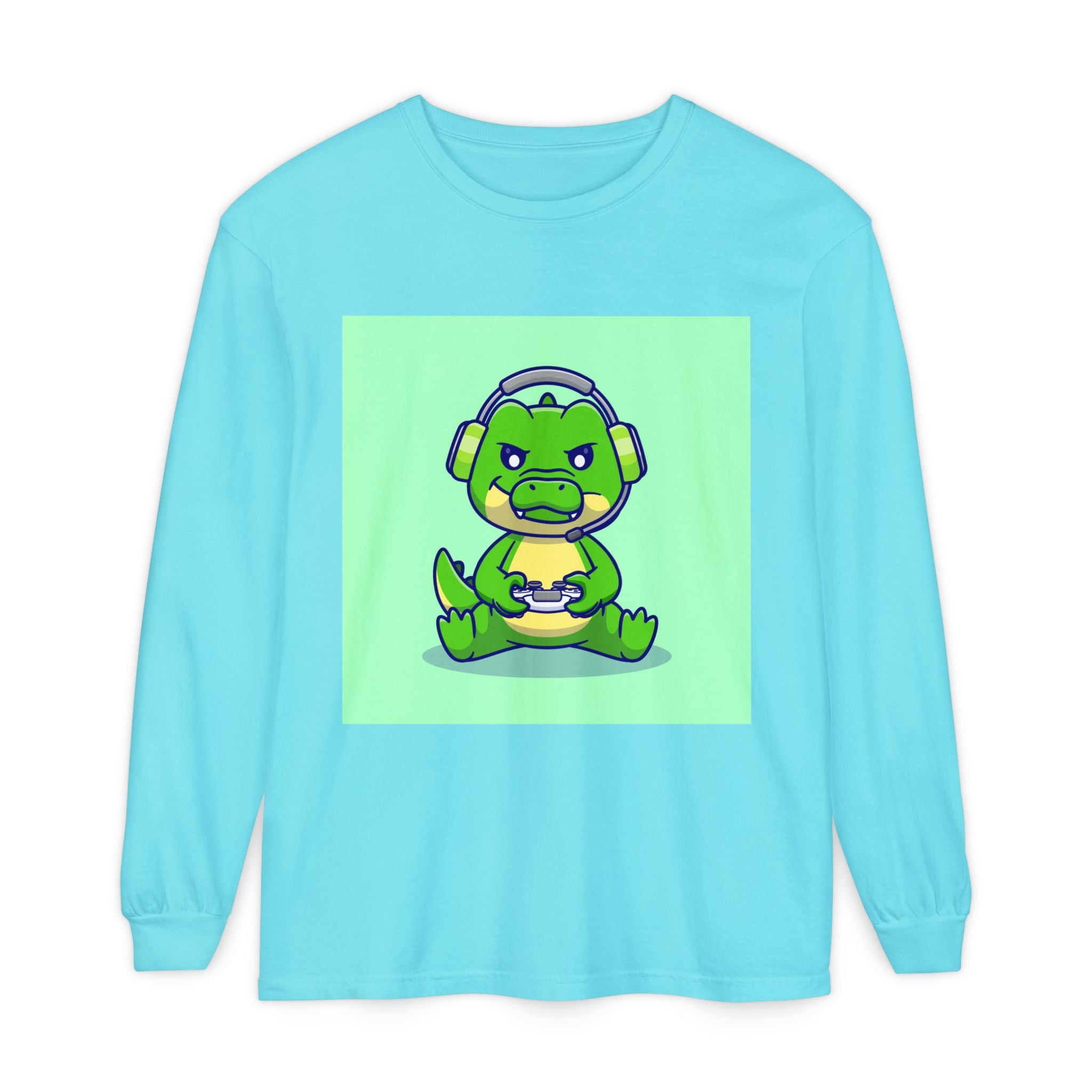 Gamersaurus Unisex Long Sleeve Tee | Perfect Gift for Gamers & Kids | Cool Dinosaur Graphic Tee for Birthdays, Holidays, or Family Fun