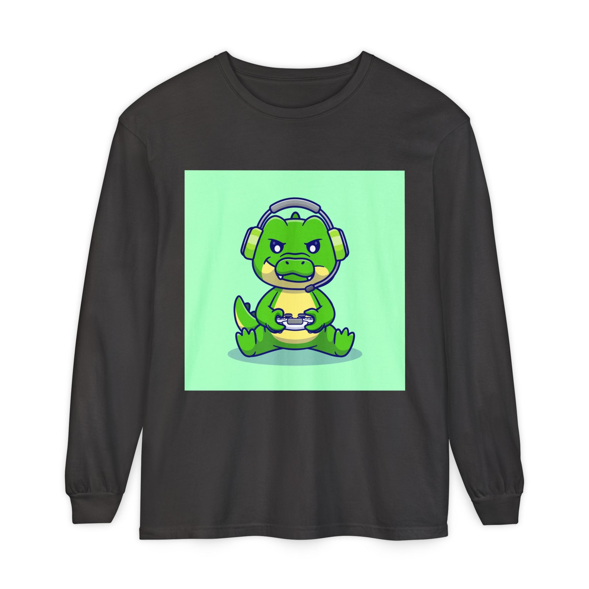 Gamersaurus Unisex Long Sleeve Tee | Perfect Gift for Gamers & Kids | Cool Dinosaur Graphic Tee for Birthdays, Holidays, or Family Fun