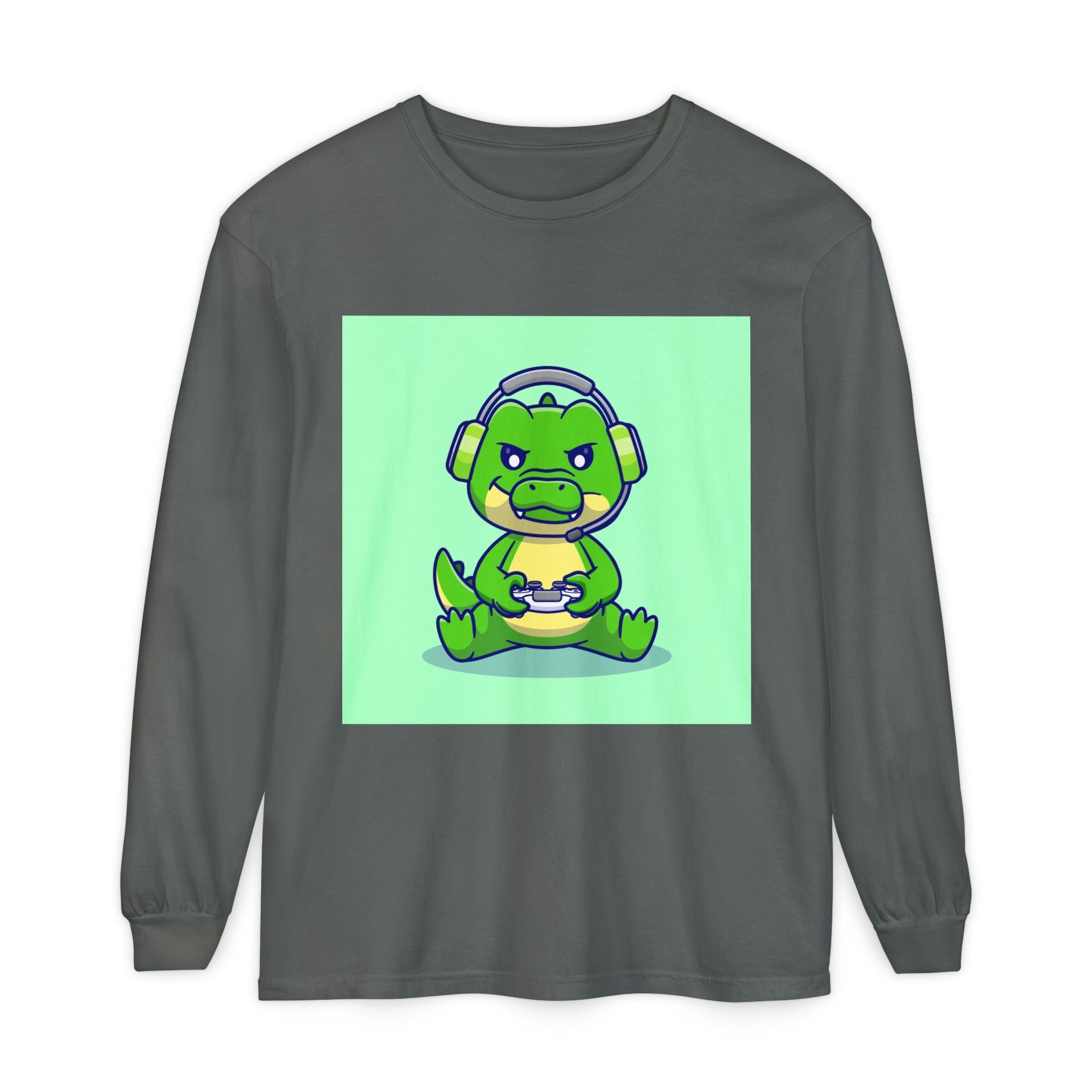 Gamersaurus Unisex Long Sleeve Tee | Perfect Gift for Gamers & Kids | Cool Dinosaur Graphic Tee for Birthdays, Holidays, or Family Fun