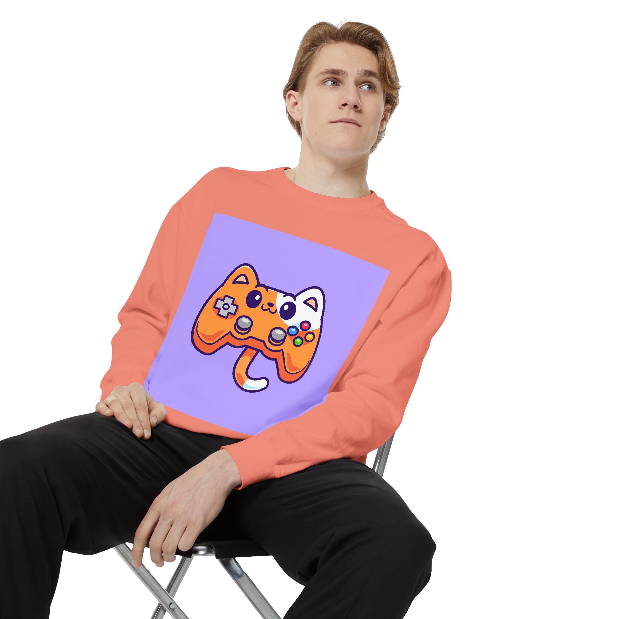 Custom Cat Controller Sweatshirt, Gamer Gift, Unisex Pullover, Cozy Casual Top, Video Game Apparel, Birthday, Gift for Him/Her