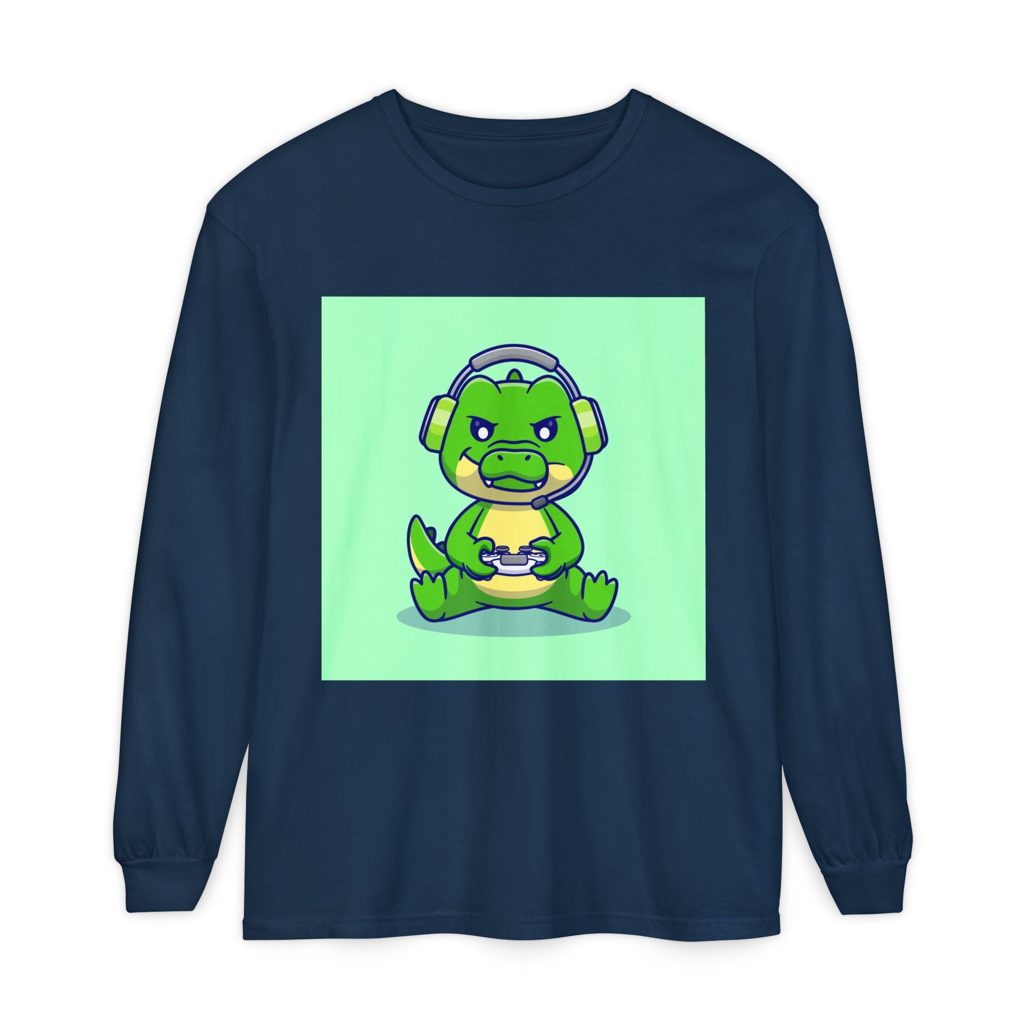 Gamersaurus Unisex Long Sleeve Tee | Perfect Gift for Gamers & Kids | Cool Dinosaur Graphic Tee for Birthdays, Holidays, or Family Fun