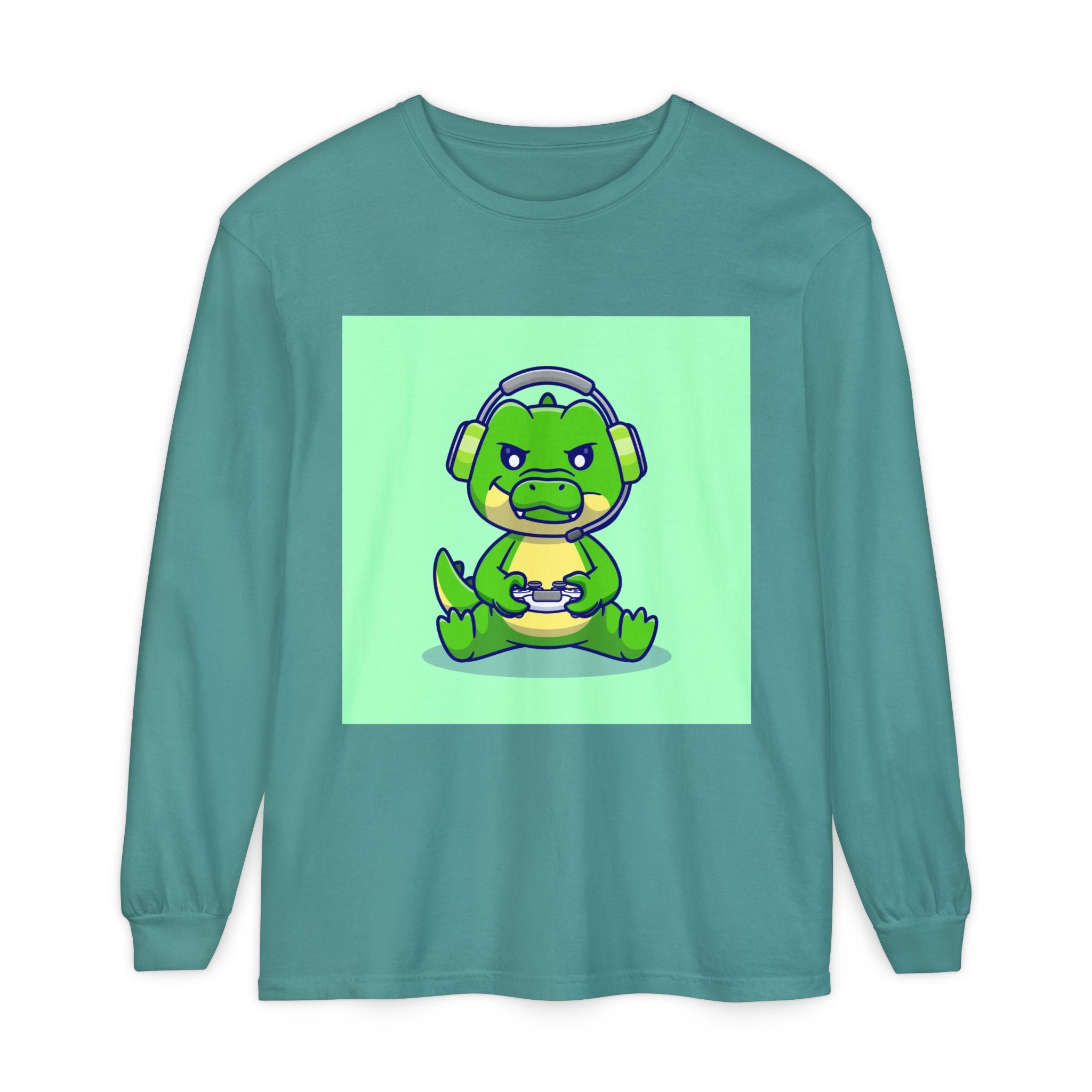 Gamersaurus Unisex Long Sleeve Tee | Perfect Gift for Gamers & Kids | Cool Dinosaur Graphic Tee for Birthdays, Holidays, or Family Fun