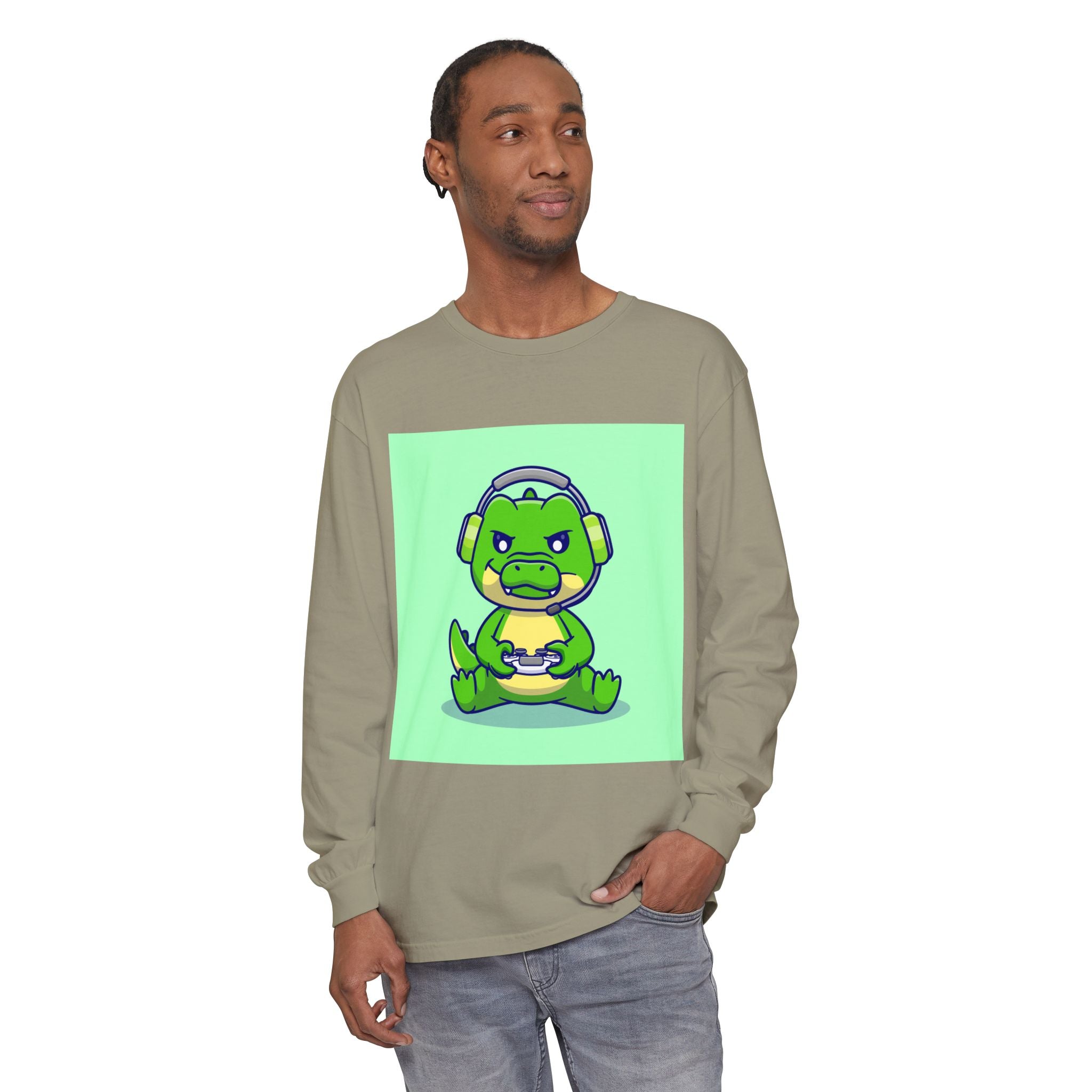Gamersaurus Unisex Long Sleeve Tee | Perfect Gift for Gamers & Kids | Cool Dinosaur Graphic Tee for Birthdays, Holidays, or Family Fun