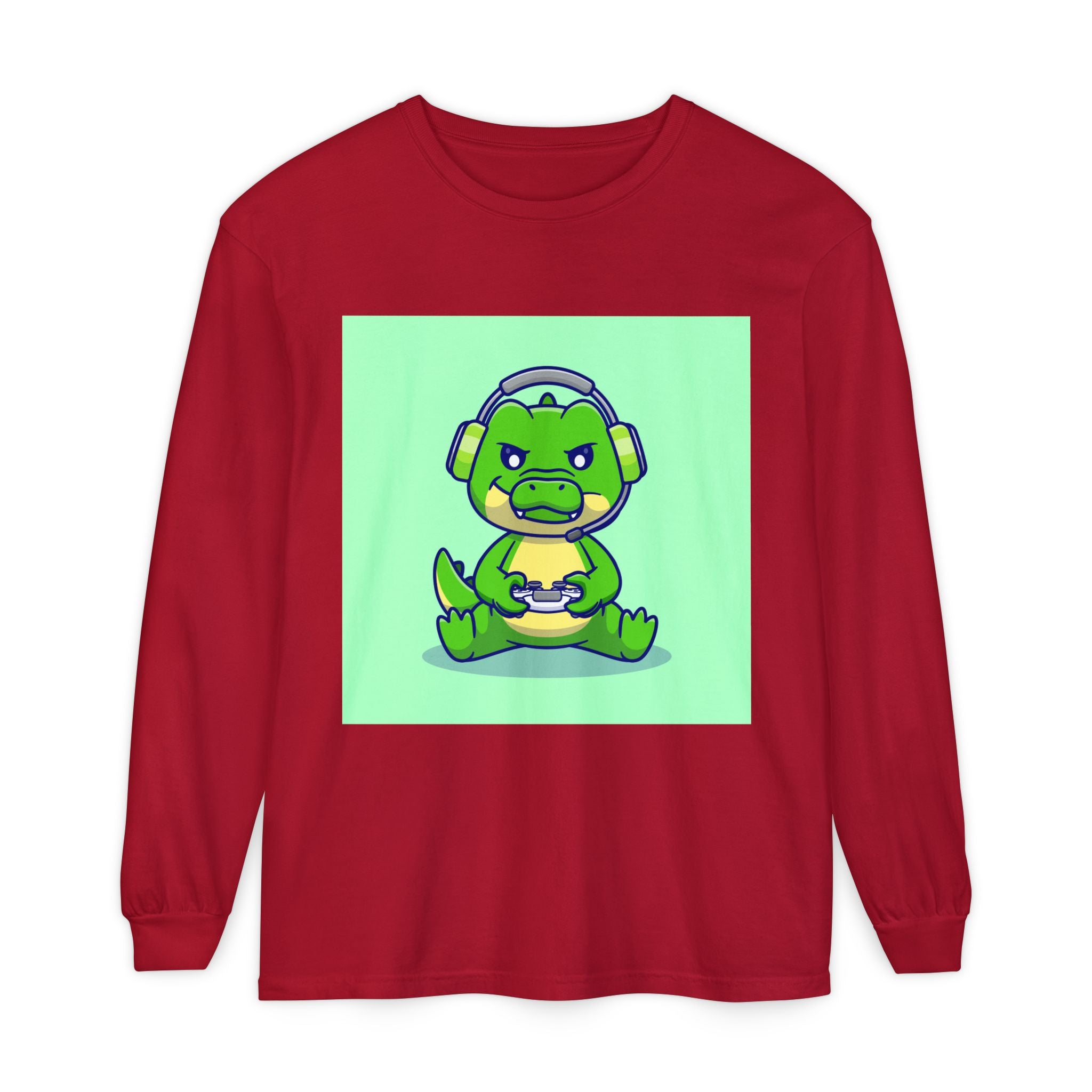 Gamersaurus Unisex Long Sleeve Tee | Perfect Gift for Gamers & Kids | Cool Dinosaur Graphic Tee for Birthdays, Holidays, or Family Fun