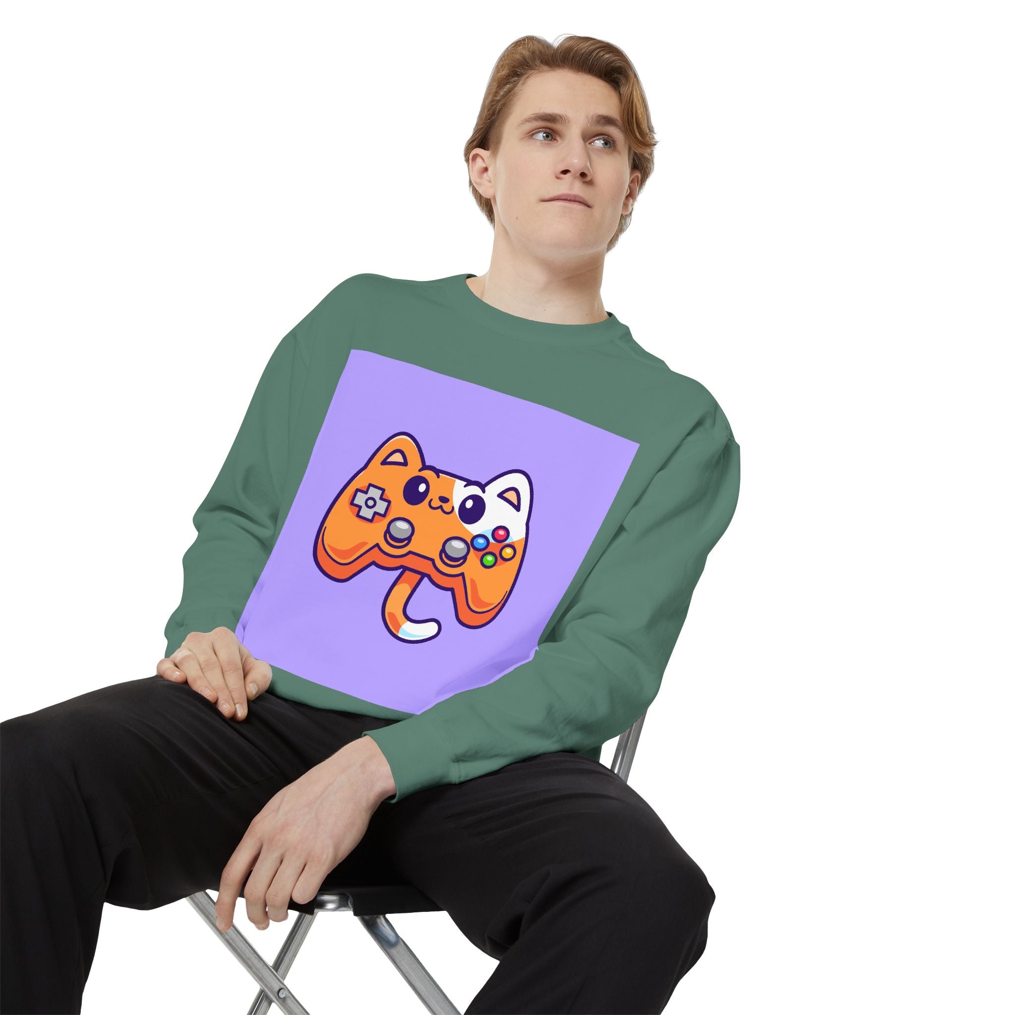 Custom Cat Controller Sweatshirt, Gamer Gift, Unisex Pullover, Cozy Casual Top, Video Game Apparel, Birthday, Gift for Him/Her