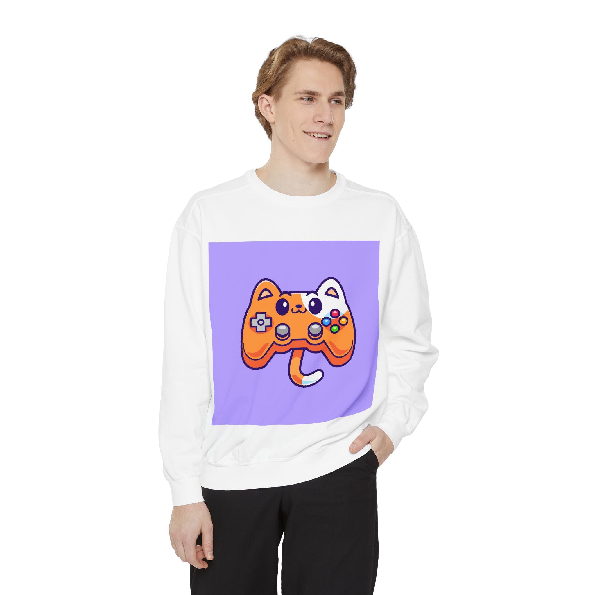 Custom Cat Controller Sweatshirt, Gamer Gift, Unisex Pullover, Cozy Casual Top, Video Game Apparel, Birthday, Gift for Him/Her