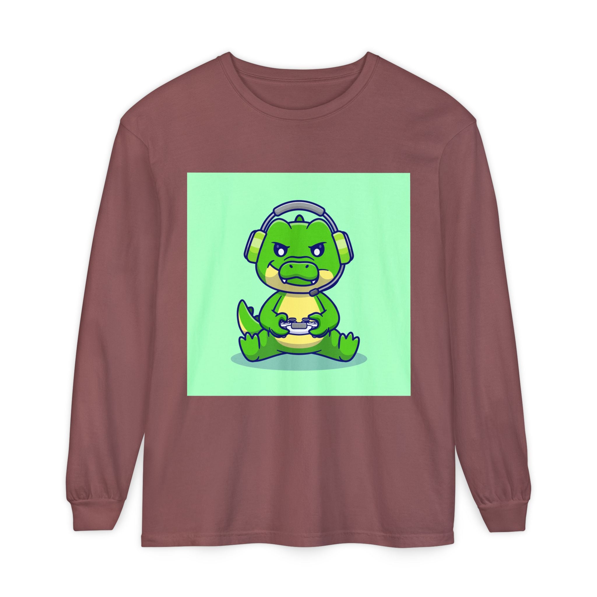 Gamersaurus Unisex Long Sleeve Tee | Perfect Gift for Gamers & Kids | Cool Dinosaur Graphic Tee for Birthdays, Holidays, or Family Fun