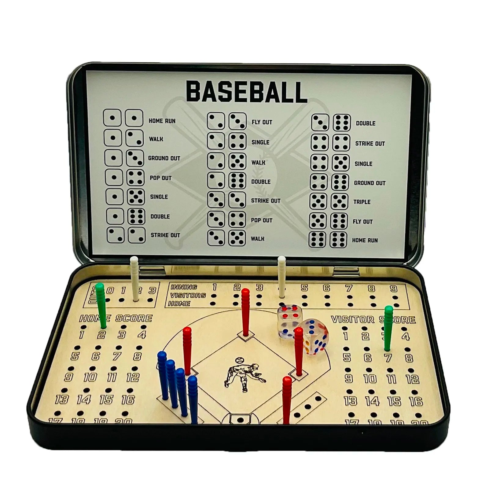 Baseball Travel Game 2 Players Game All Ages 6+ A Game Of Strategy Luck Baseball Knuckle Dice Table Game Portable Baseball Game