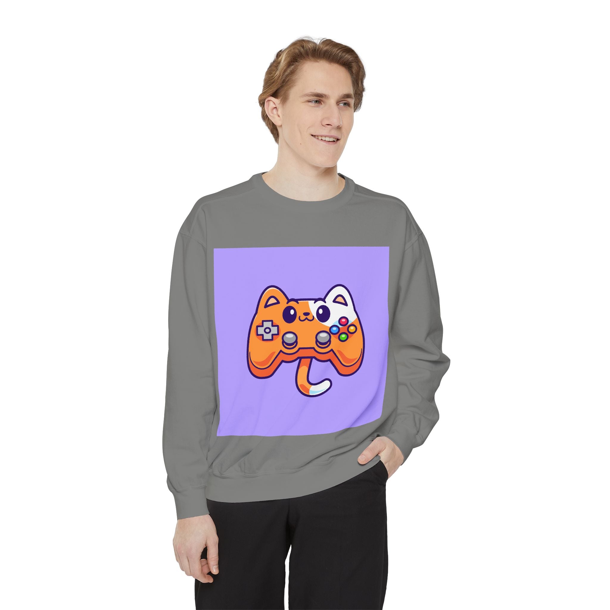 Custom Cat Controller Sweatshirt, Gamer Gift, Unisex Pullover, Cozy Casual Top, Video Game Apparel, Birthday, Gift for Him/Her