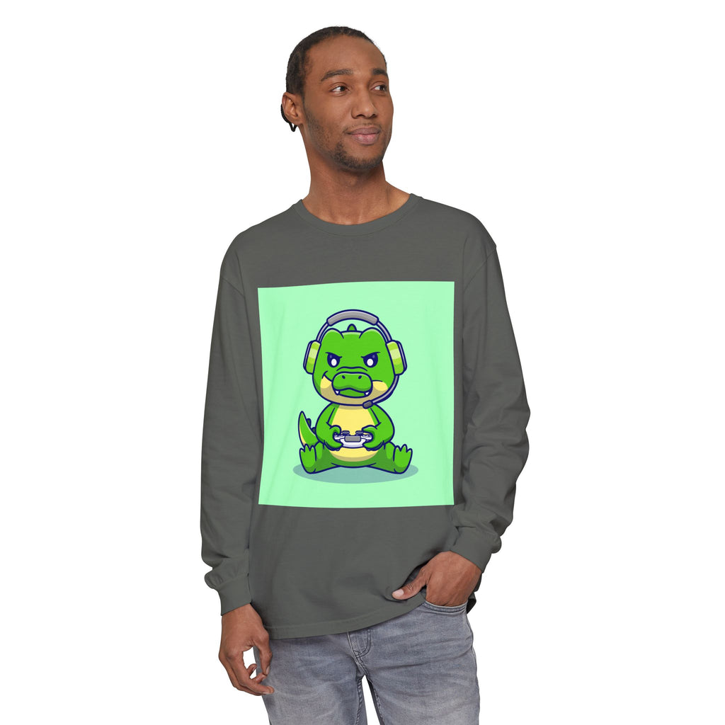 Gamersaurus Unisex Long Sleeve Tee | Perfect Gift for Gamers & Kids | Cool Dinosaur Graphic Tee for Birthdays, Holidays, or Family Fun