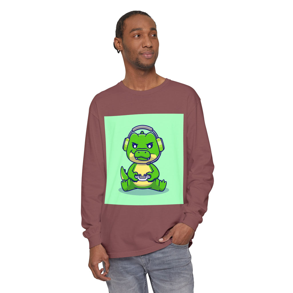 Gamersaurus Unisex Long Sleeve Tee | Perfect Gift for Gamers & Kids | Cool Dinosaur Graphic Tee for Birthdays, Holidays, or Family Fun