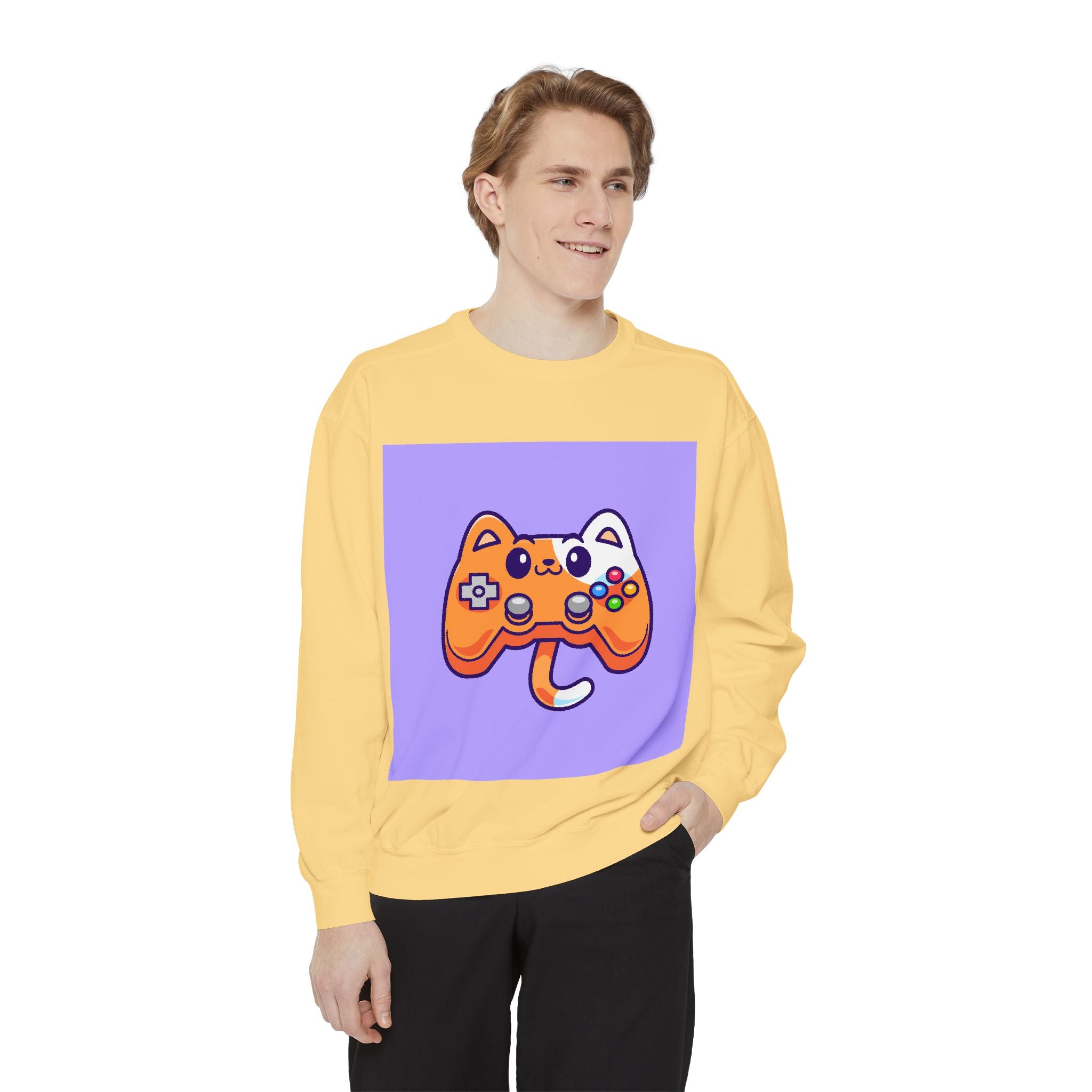 Custom Cat Controller Sweatshirt, Gamer Gift, Unisex Pullover, Cozy Casual Top, Video Game Apparel, Birthday, Gift for Him/Her