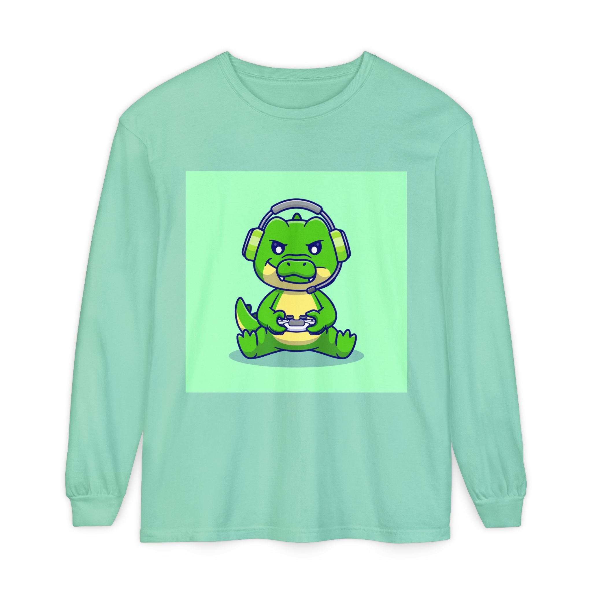 Gamersaurus Unisex Long Sleeve Tee | Perfect Gift for Gamers & Kids | Cool Dinosaur Graphic Tee for Birthdays, Holidays, or Family Fun