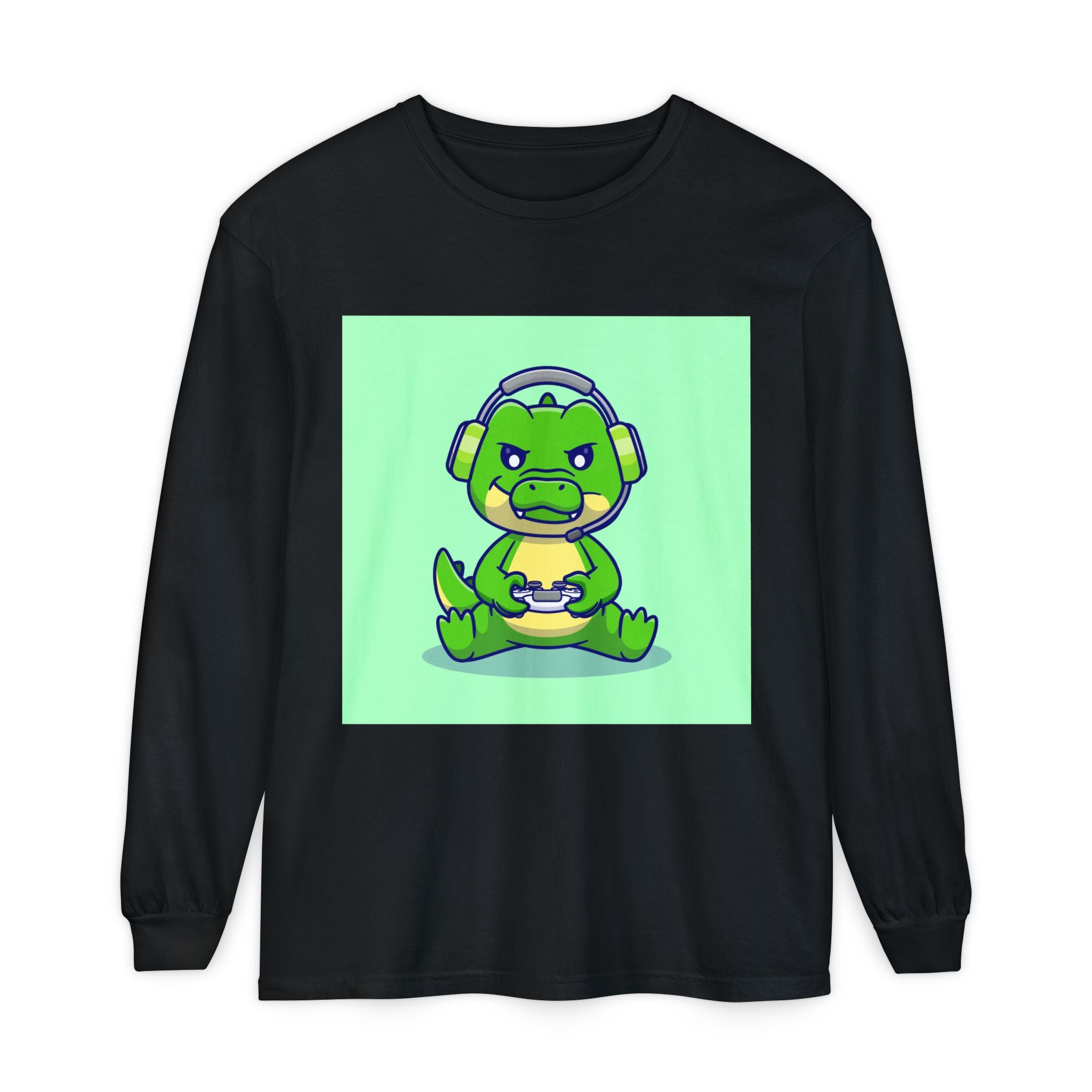 Gamersaurus Unisex Long Sleeve Tee | Perfect Gift for Gamers & Kids | Cool Dinosaur Graphic Tee for Birthdays, Holidays, or Family Fun