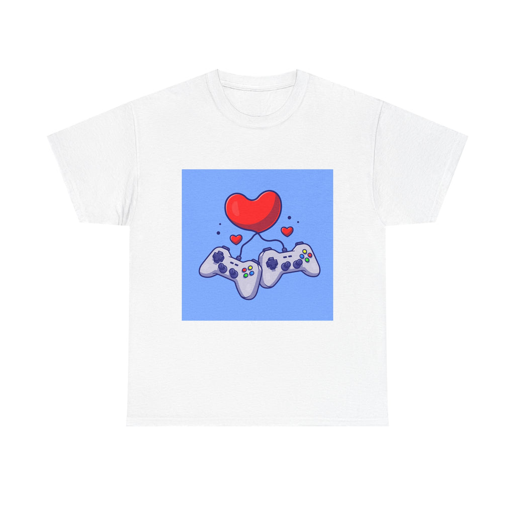 Custom Gaming Love Unisex Heavy Cotton Tee | Perfect for Gamers, Valentine's Gift, Casual Outfit, Birthday Present, Gamer Apparel