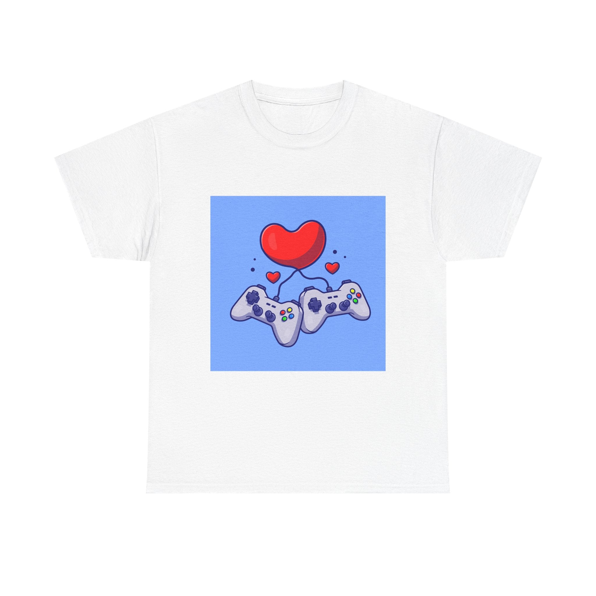 Custom Gaming Love Unisex Heavy Cotton Tee | Perfect for Gamers, Valentine's Gift, Casual Outfit, Birthday Present, Gamer Apparel