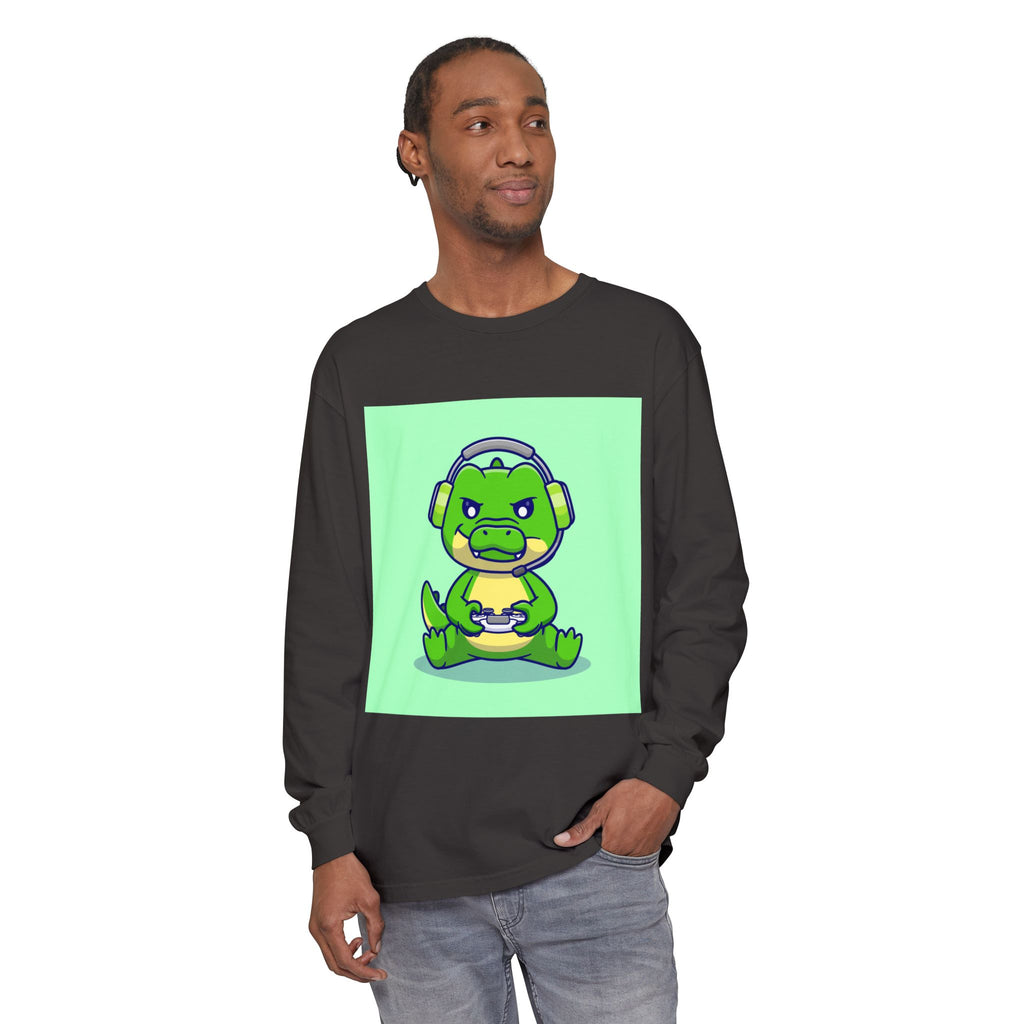 Gamersaurus Unisex Long Sleeve Tee | Perfect Gift for Gamers & Kids | Cool Dinosaur Graphic Tee for Birthdays, Holidays, or Family Fun