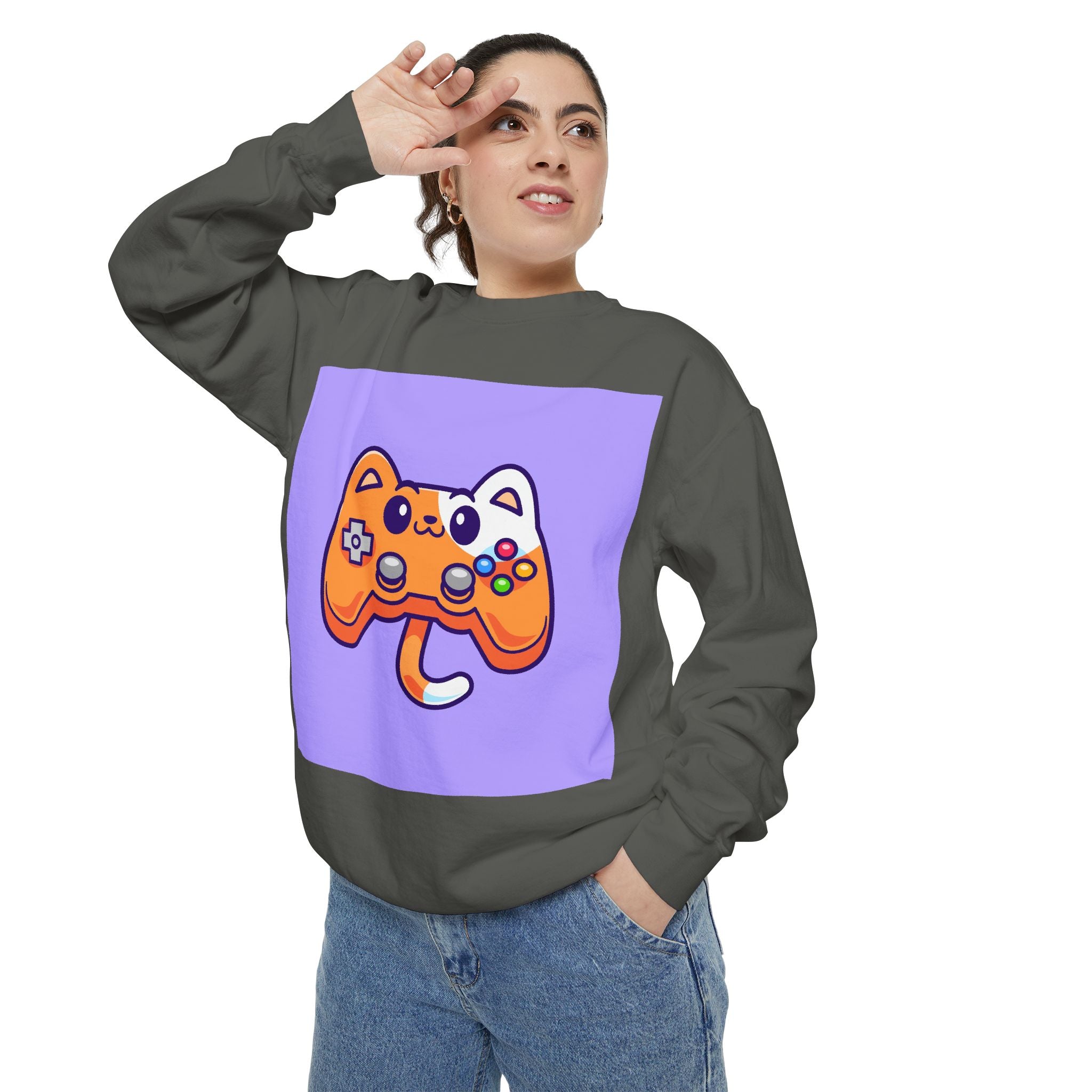 Custom Cat Controller Sweatshirt, Gamer Gift, Unisex Pullover, Cozy Casual Top, Video Game Apparel, Birthday, Gift for Him/Her
