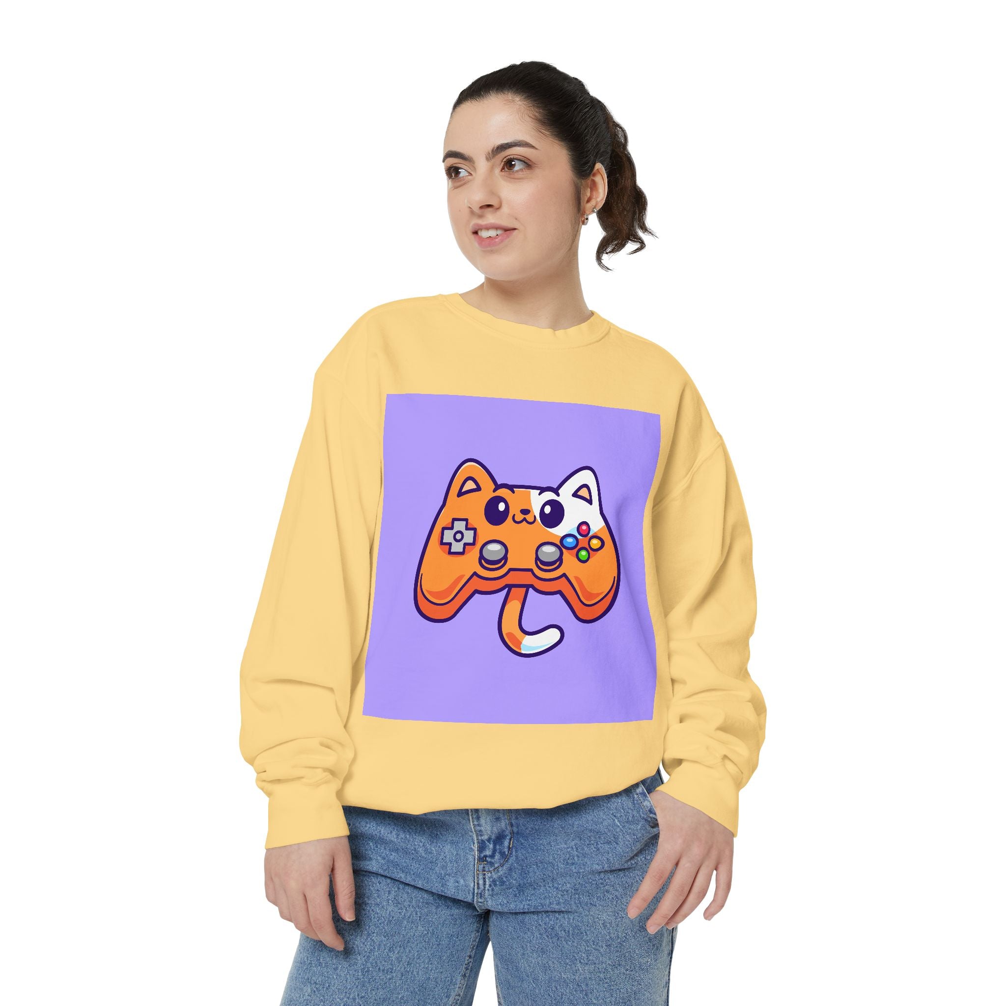 Custom Cat Controller Sweatshirt, Gamer Gift, Unisex Pullover, Cozy Casual Top, Video Game Apparel, Birthday, Gift for Him/Her