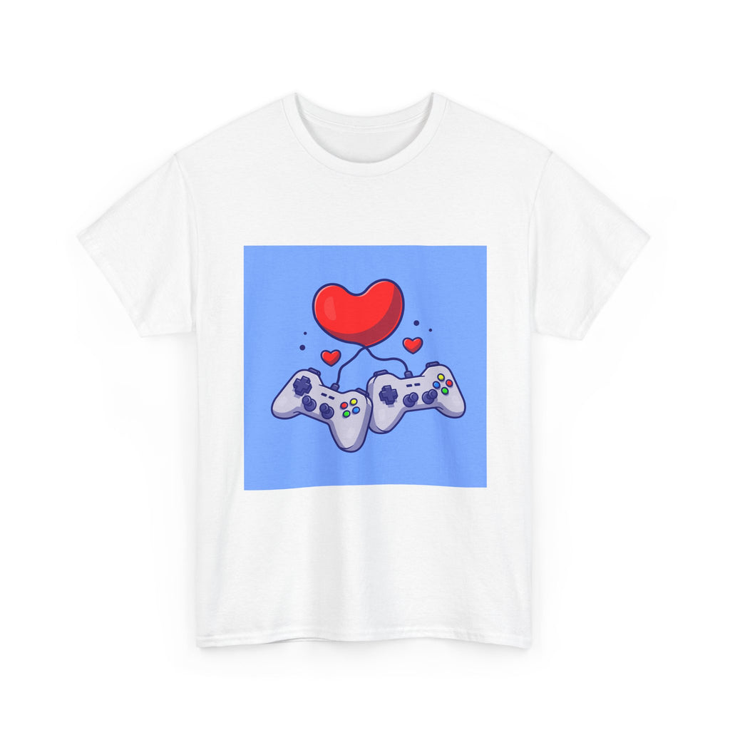 Custom Gaming Love Unisex Heavy Cotton Tee | Perfect for Gamers, Valentine's Gift, Casual Outfit, Birthday Present, Gamer Apparel