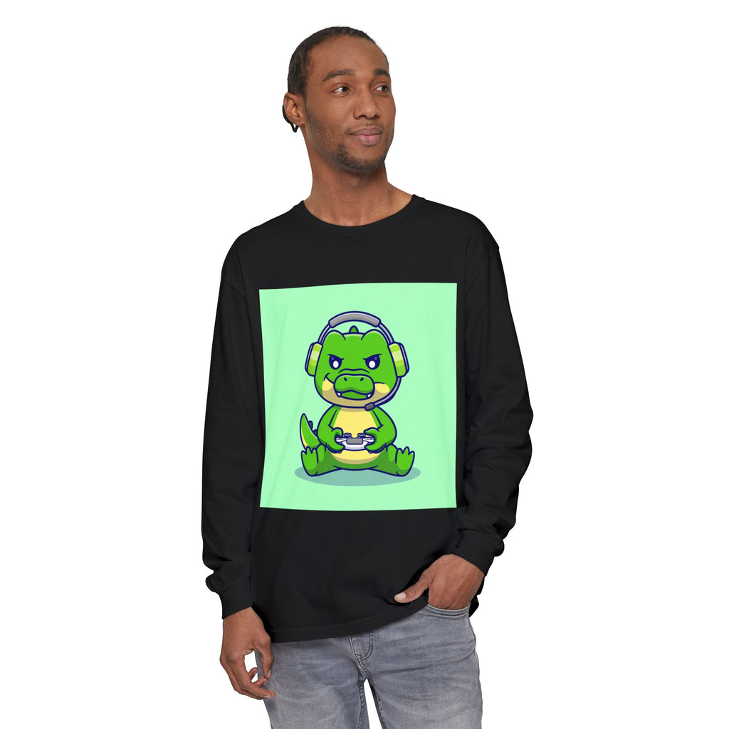 Gamersaurus Unisex Long Sleeve Tee | Perfect Gift for Gamers & Kids | Cool Dinosaur Graphic Tee for Birthdays, Holidays, or Family Fun