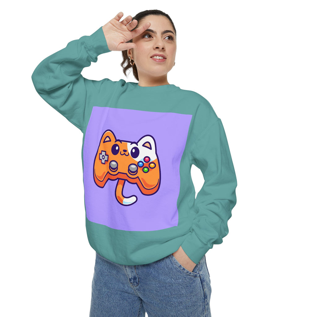 Custom Cat Controller Sweatshirt, Gamer Gift, Unisex Pullover, Cozy Casual Top, Video Game Apparel, Birthday, Gift for Him/Her