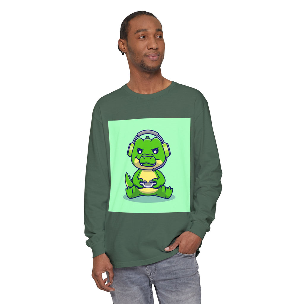 Gamersaurus Unisex Long Sleeve Tee | Perfect Gift for Gamers & Kids | Cool Dinosaur Graphic Tee for Birthdays, Holidays, or Family Fun