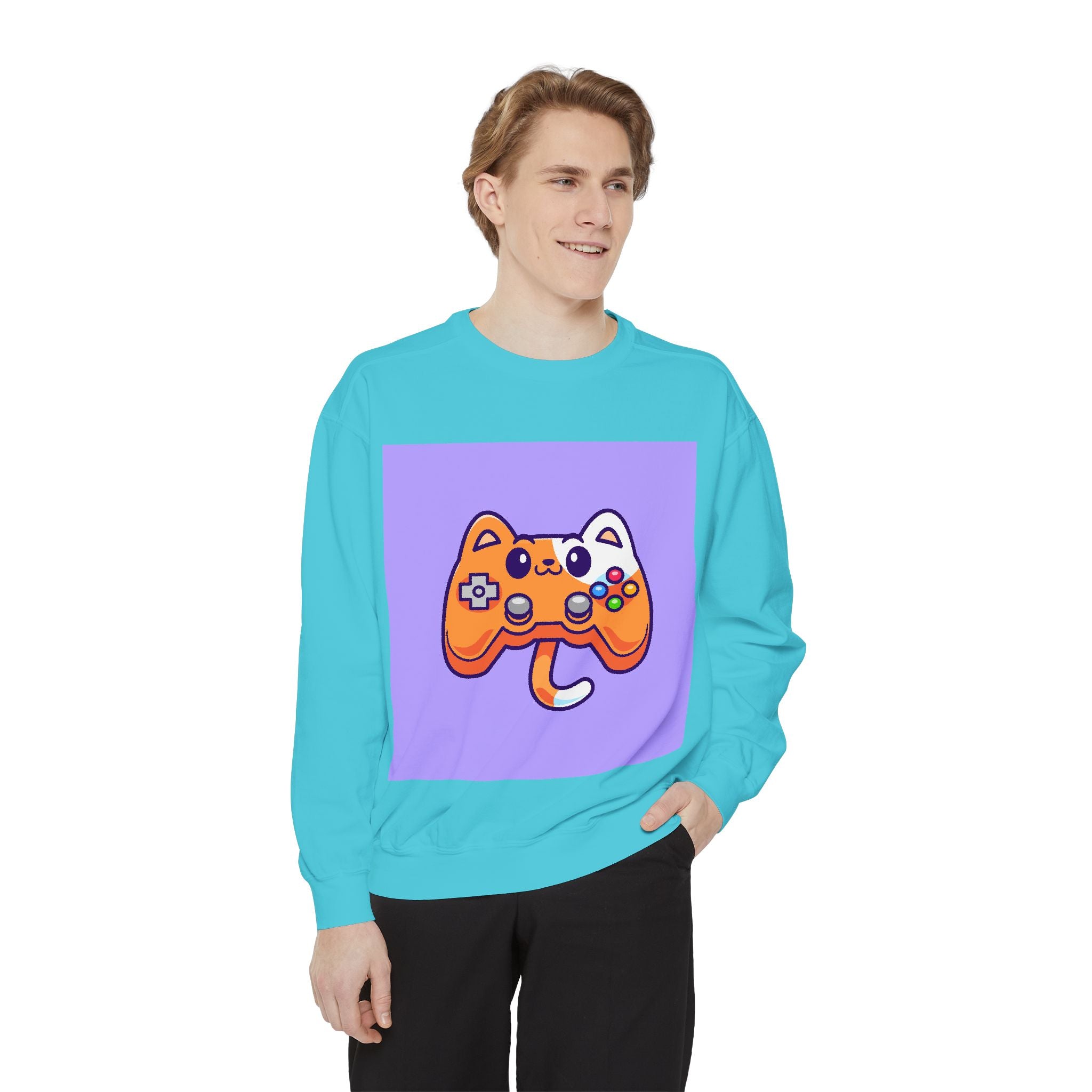 Custom Cat Controller Sweatshirt, Gamer Gift, Unisex Pullover, Cozy Casual Top, Video Game Apparel, Birthday, Gift for Him/Her