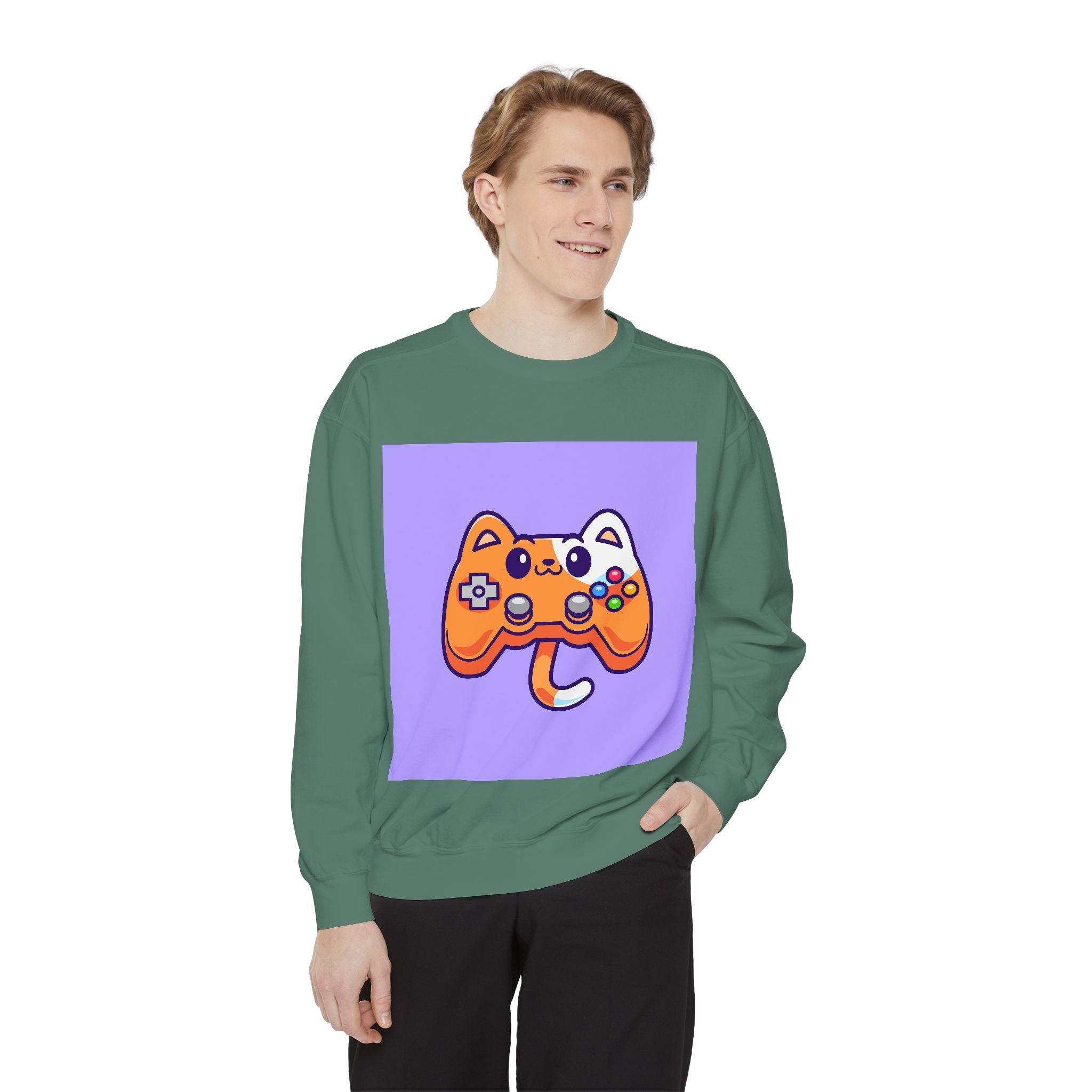 Custom Cat Controller Sweatshirt, Gamer Gift, Unisex Pullover, Cozy Casual Top, Video Game Apparel, Birthday, Gift for Him/Her