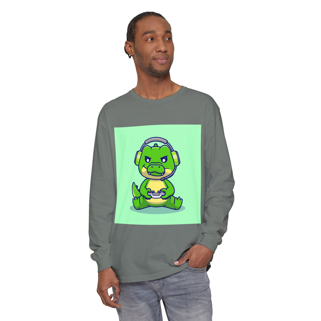 Gamersaurus Unisex Long Sleeve Tee | Perfect Gift for Gamers & Kids | Cool Dinosaur Graphic Tee for Birthdays, Holidays, or Family Fun