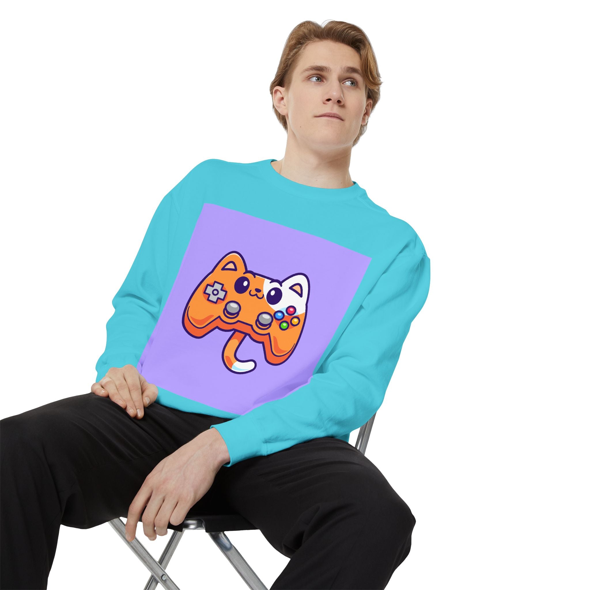 Custom Cat Controller Sweatshirt, Gamer Gift, Unisex Pullover, Cozy Casual Top, Video Game Apparel, Birthday, Gift for Him/Her