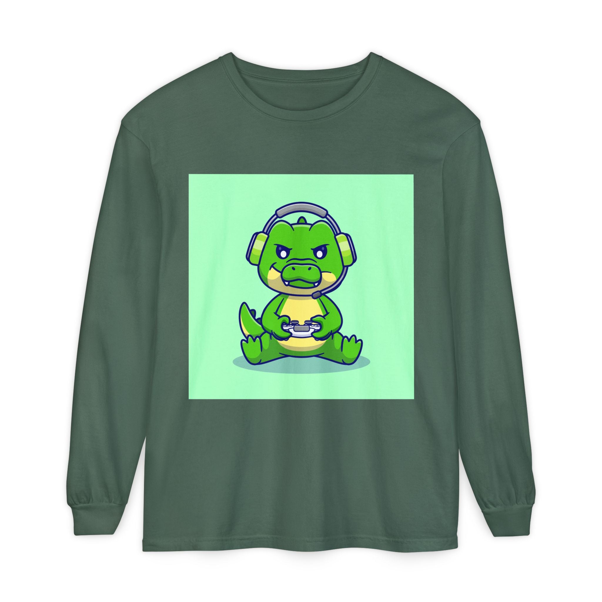 Gamersaurus Unisex Long Sleeve Tee | Perfect Gift for Gamers & Kids | Cool Dinosaur Graphic Tee for Birthdays, Holidays, or Family Fun
