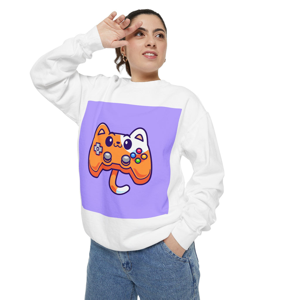 Custom Cat Controller Sweatshirt, Gamer Gift, Unisex Pullover, Cozy Casual Top, Video Game Apparel, Birthday, Gift for Him/Her