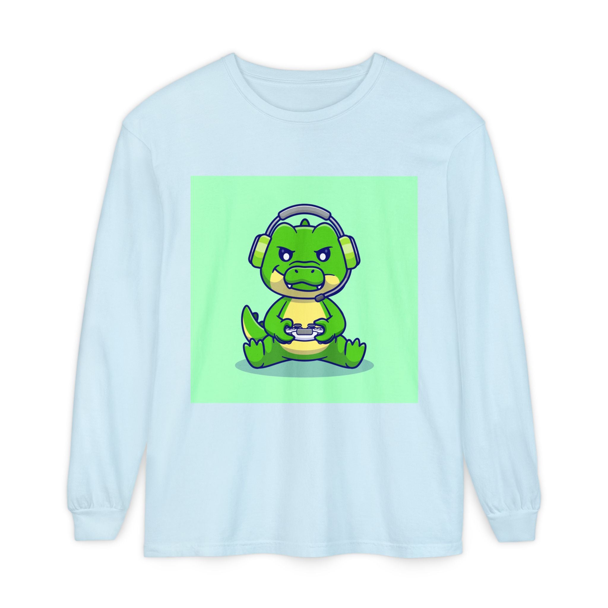 Gamersaurus Unisex Long Sleeve Tee | Perfect Gift for Gamers & Kids | Cool Dinosaur Graphic Tee for Birthdays, Holidays, or Family Fun