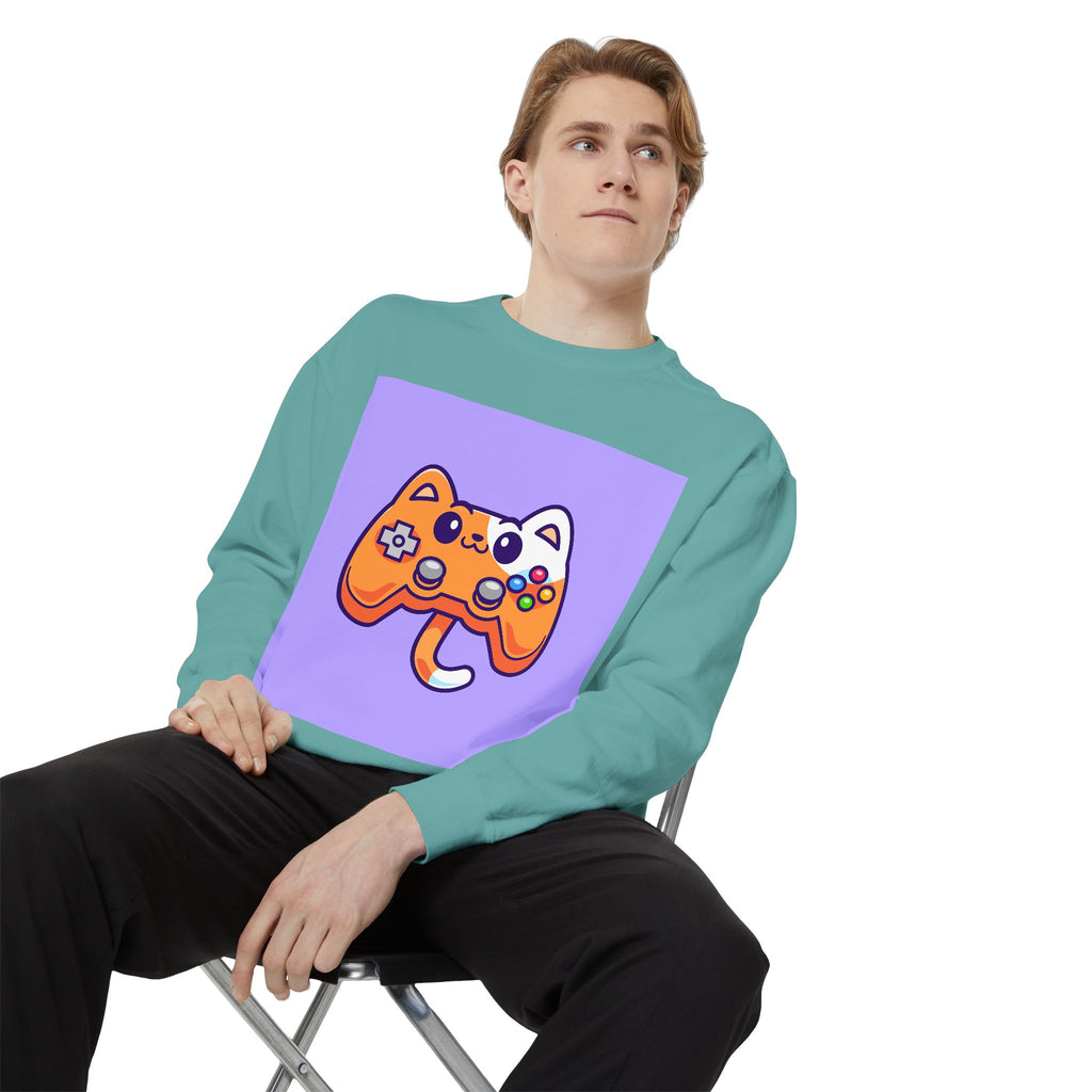 Custom Cat Controller Sweatshirt, Gamer Gift, Unisex Pullover, Cozy Casual Top, Video Game Apparel, Birthday, Gift for Him/Her