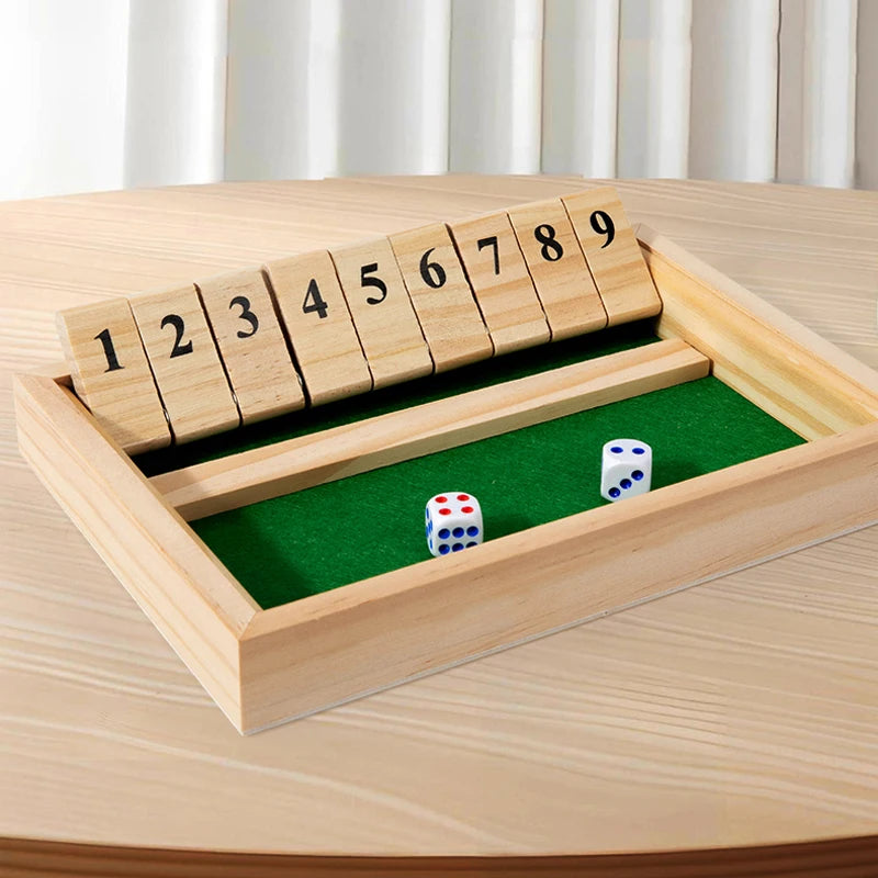 Shut The Box Game-Wooden Number Board Game with 2 Dice, Portable Travel-Family Party Game for Adults & Youngsters, Strategy Game