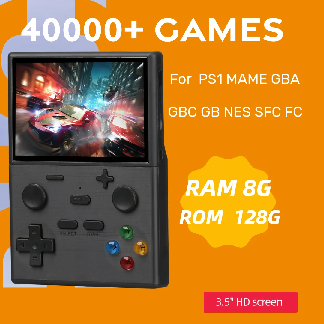 XGB35 Game Console 40000+Games 3.5'' Hd screen Wireless dual controller, two-player battle Play games on TV  Linux System
