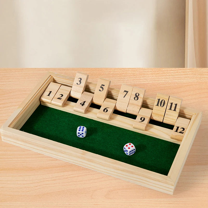 Shut The Box Game-Wooden Number Board Game with 2 Dice, Portable Travel-Family Party Game for Adults & Youngsters, Strategy Game