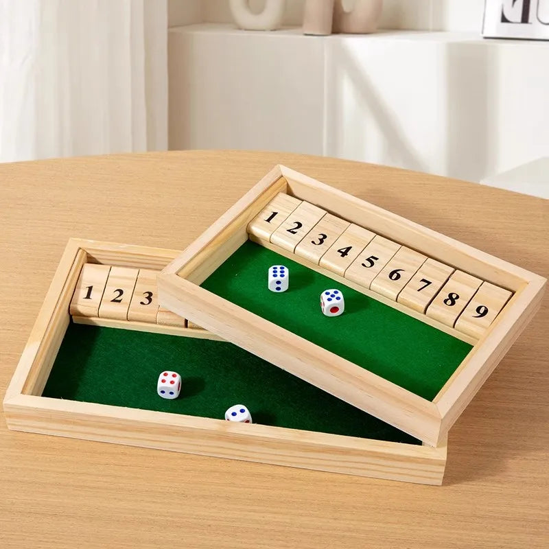 Shut The Box Game-Wooden Number Board Game with 2 Dice, Portable Travel-Family Party Game for Adults & Youngsters, Strategy Game